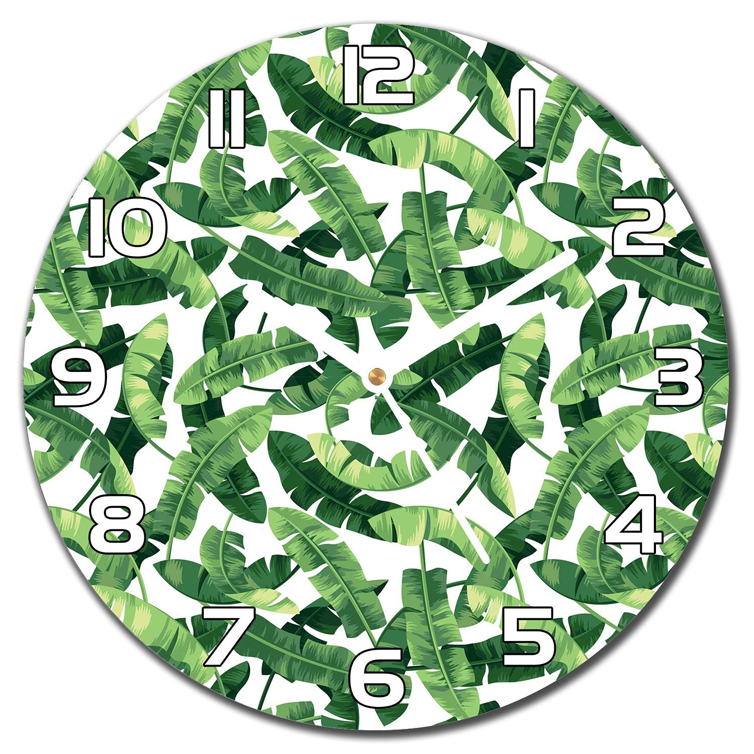 Horloge murale cuisine et salon moderne en verre 30 cm motif tropical rétro