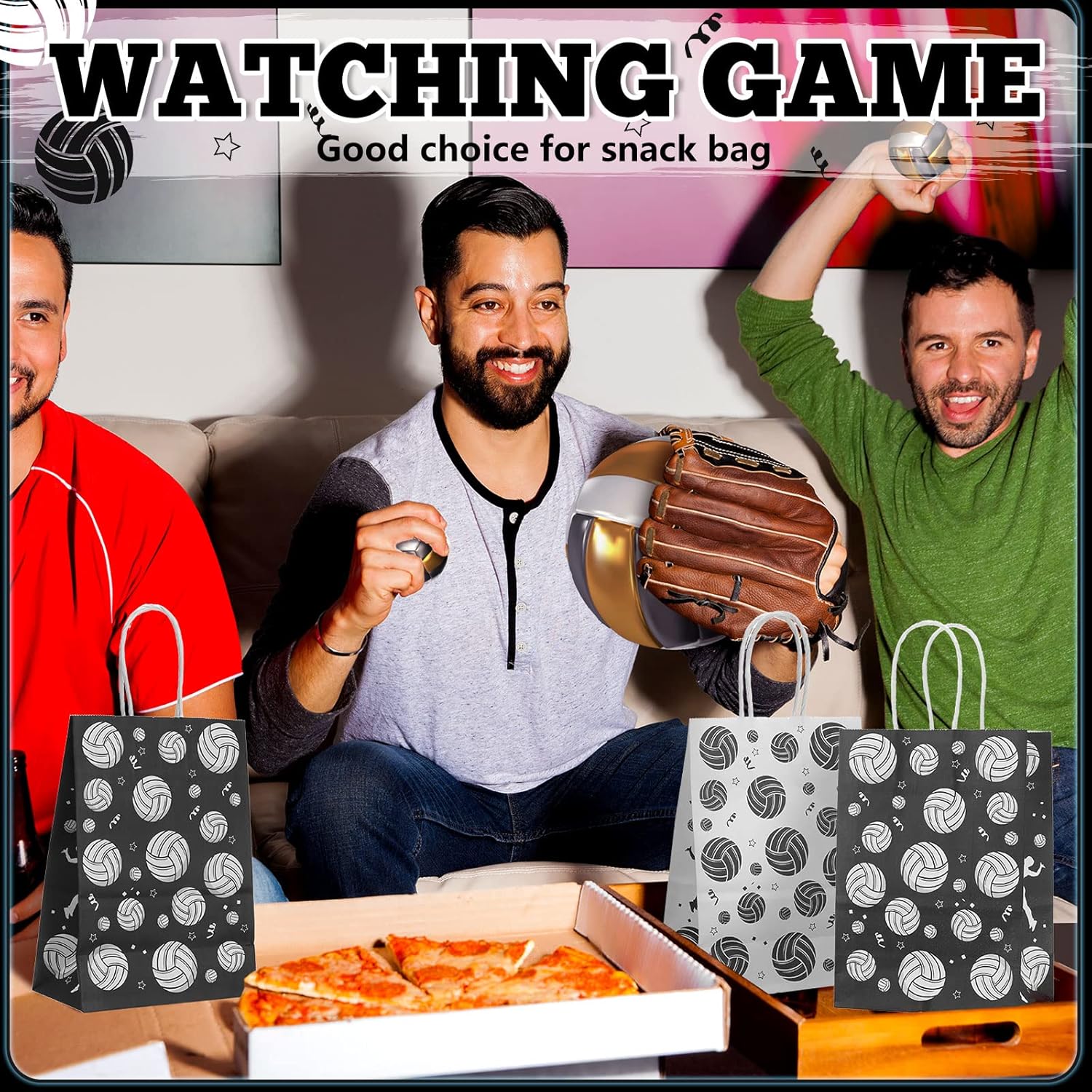 Leinuosen 30 Pcs Volleyball Gift Goodie Bags Volleyball Party Favor Treat Bags for Snacks and Candy with Handle for Ball Theme Adults Birthday Shower Favors, 8.3 x 5.9 x 3.1 Inch - Image 6