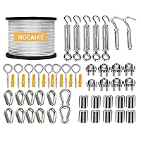 Vista 1 de Kit de cuerda de alambre, alambre de acero inoxidable recubierto de vinilo de 165 pies y 1/8 pulgadas, tensores para cables, alambre de metal