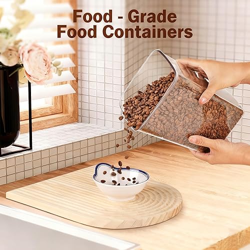 Miniatura 7 de Recipientes herméticos de almacenamiento de alimentos con tapas, recipientes apilables para organización de despensa de cocina, ideal para cereales,