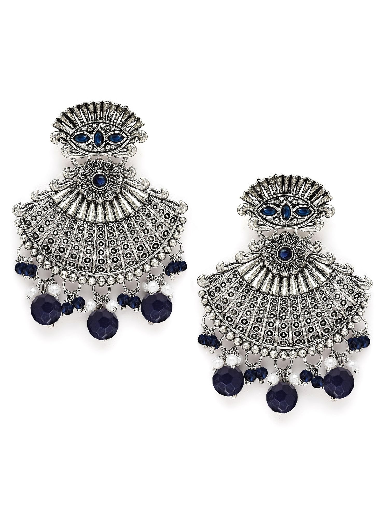 Karatcart Oxidised Silver Blue Stone Dangler Earring for Women (B0CJVC3CS3) Amazon Price History, Amazon Price Tracker