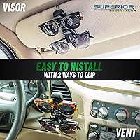 Vista 5 de Superior Essentials Sunglass Holder for Car Visor - Eyeglass Car Mount with Double-Ends Sunglasses Holder Organizer, Universal Car Sunglass Holder