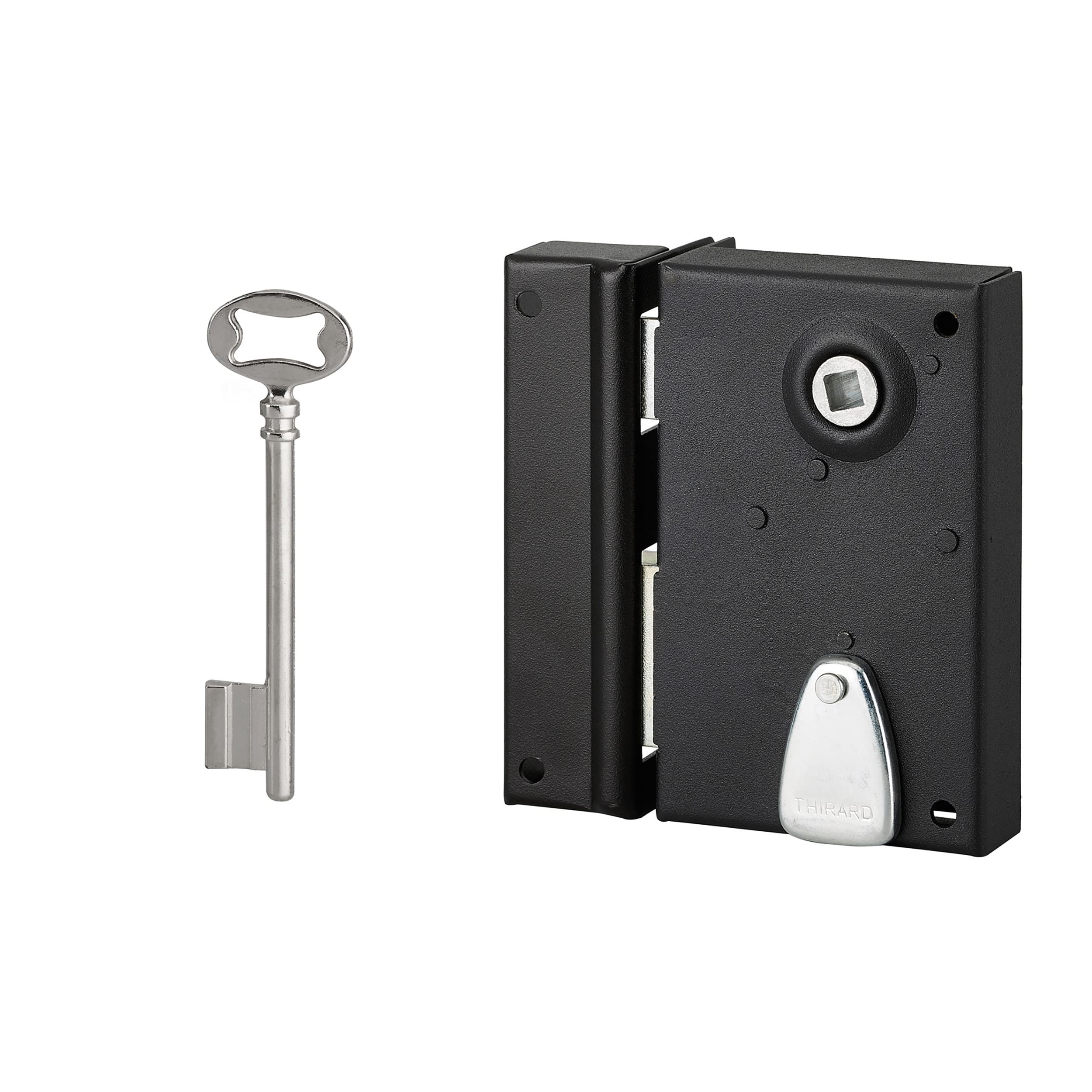 Serrure à pêne dormant coulissant THIRARD 70x110 mm noir pour porte