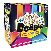Asmodee DOBBLE Connect – Gioco da tavolo con carte, gioco di velocità, gioco familiare, per bambini a partire da 8 anni, allineare 4 simboli per vincere, 2-8 giocatori, 15 min, versione francese