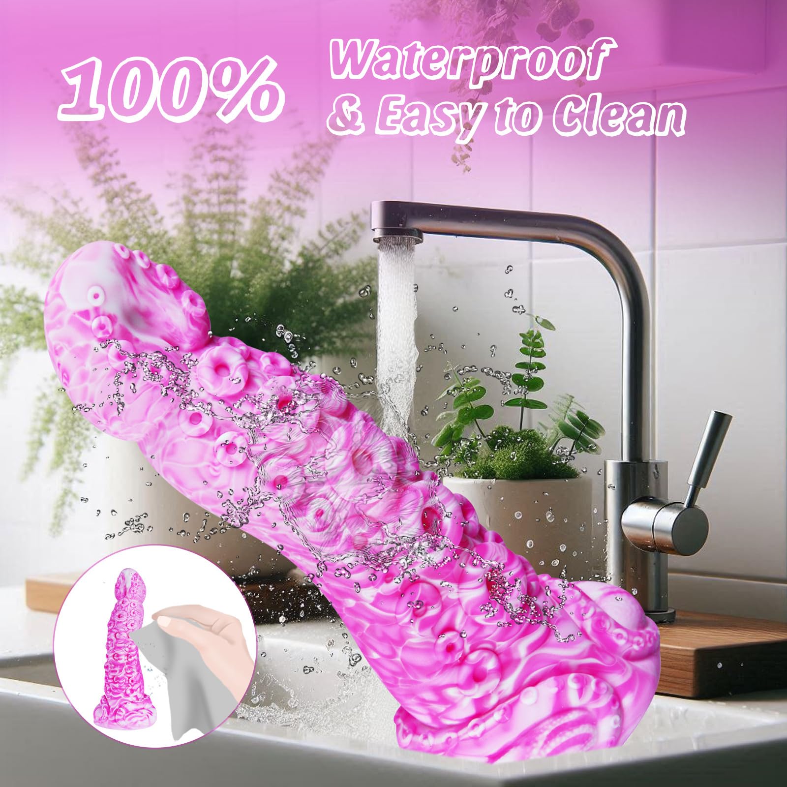 Plug anale in silicone da 24,5 cm con ventosa a tentacolo di polpo spessa, design alieno largo 4,9 cm, stimola punto G e prostata, lungo, spesso e realistico, adatto a donne e uomini