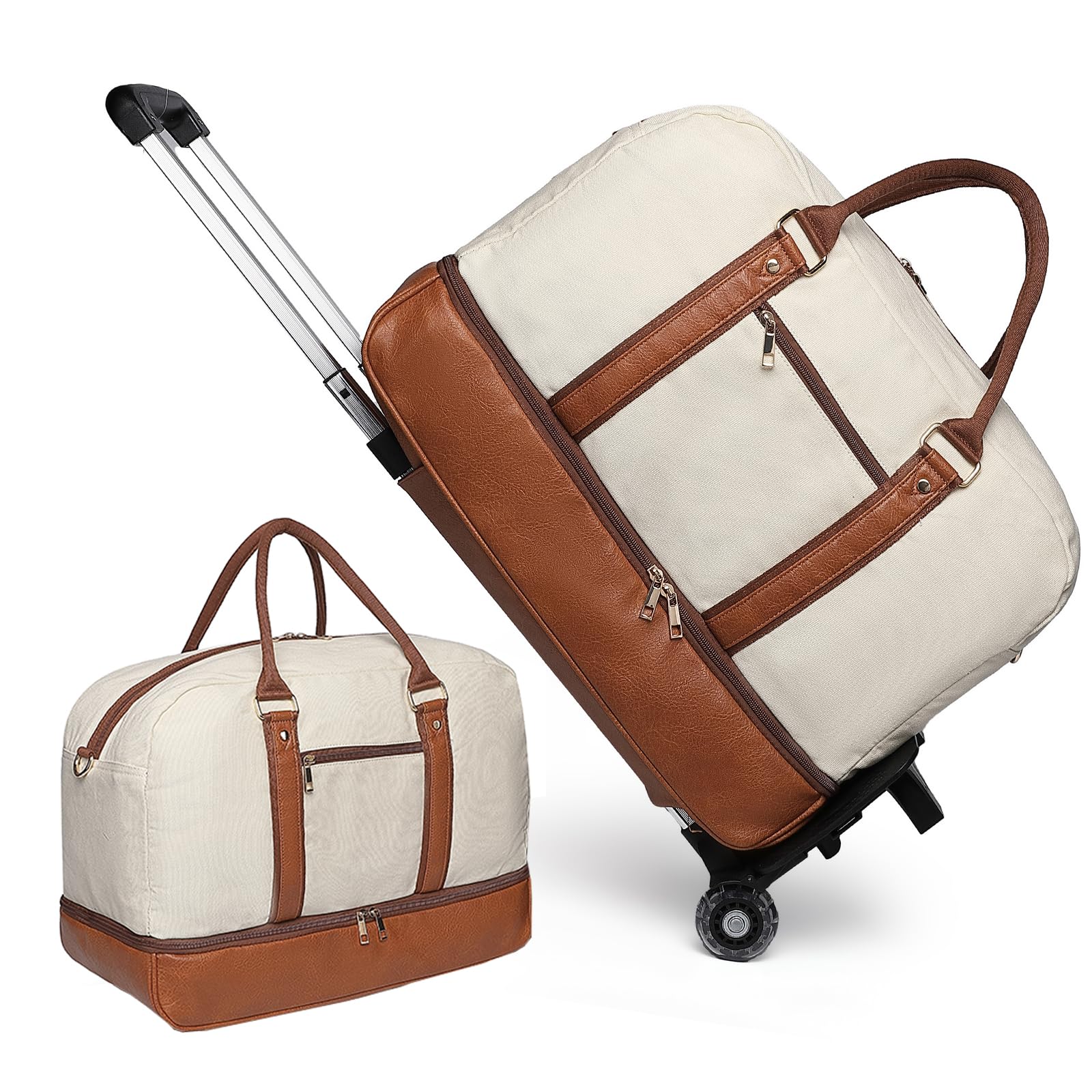 seyfocnia Rolling Duffle Bag with Wheels, Duffle Bag for Travel Women Carry  On Luggage Wheeled Overnight Weekender Bag Men