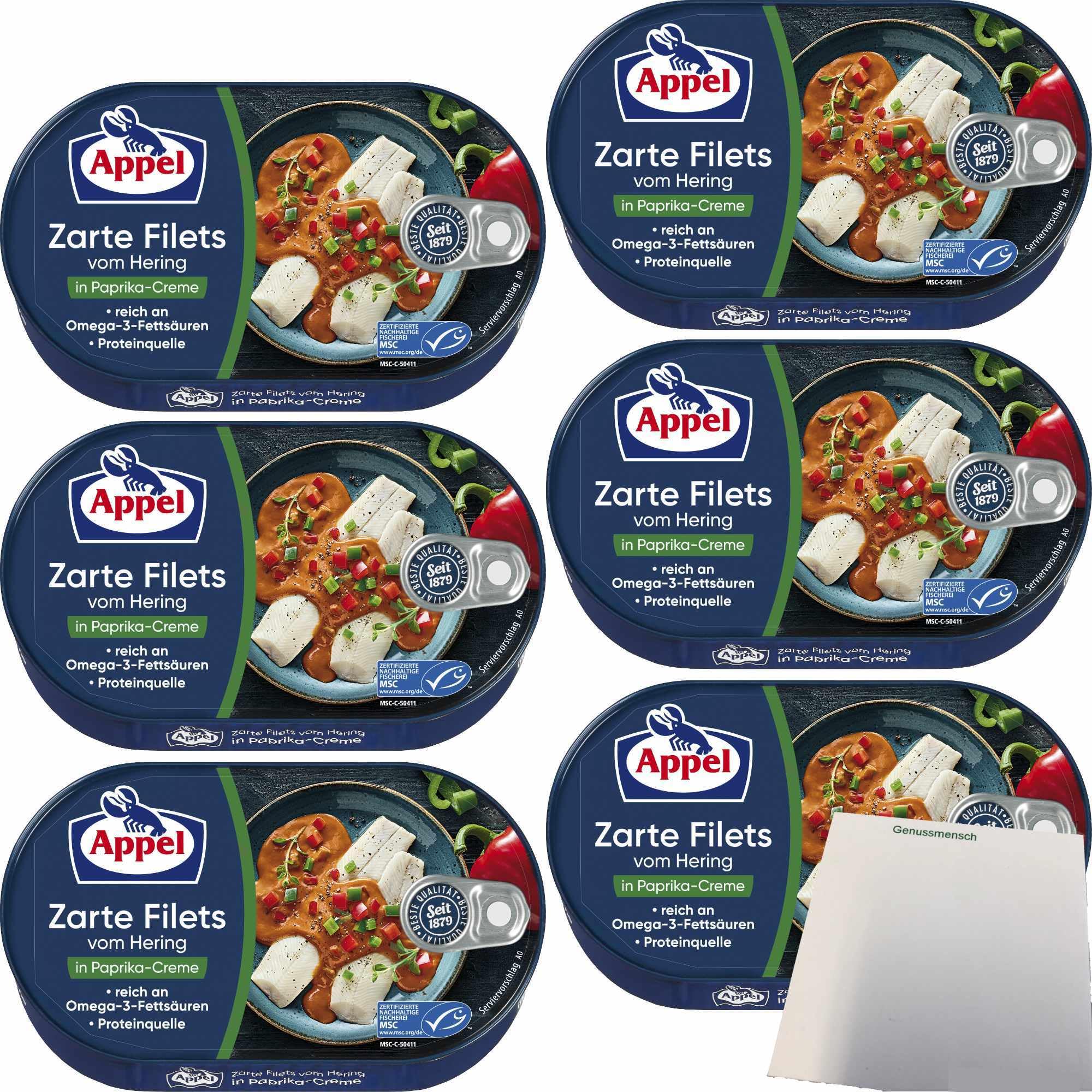 Appel Zarte Filets vom Hering in Paprika-Creme 6er Pack – 6x200 g Dosen