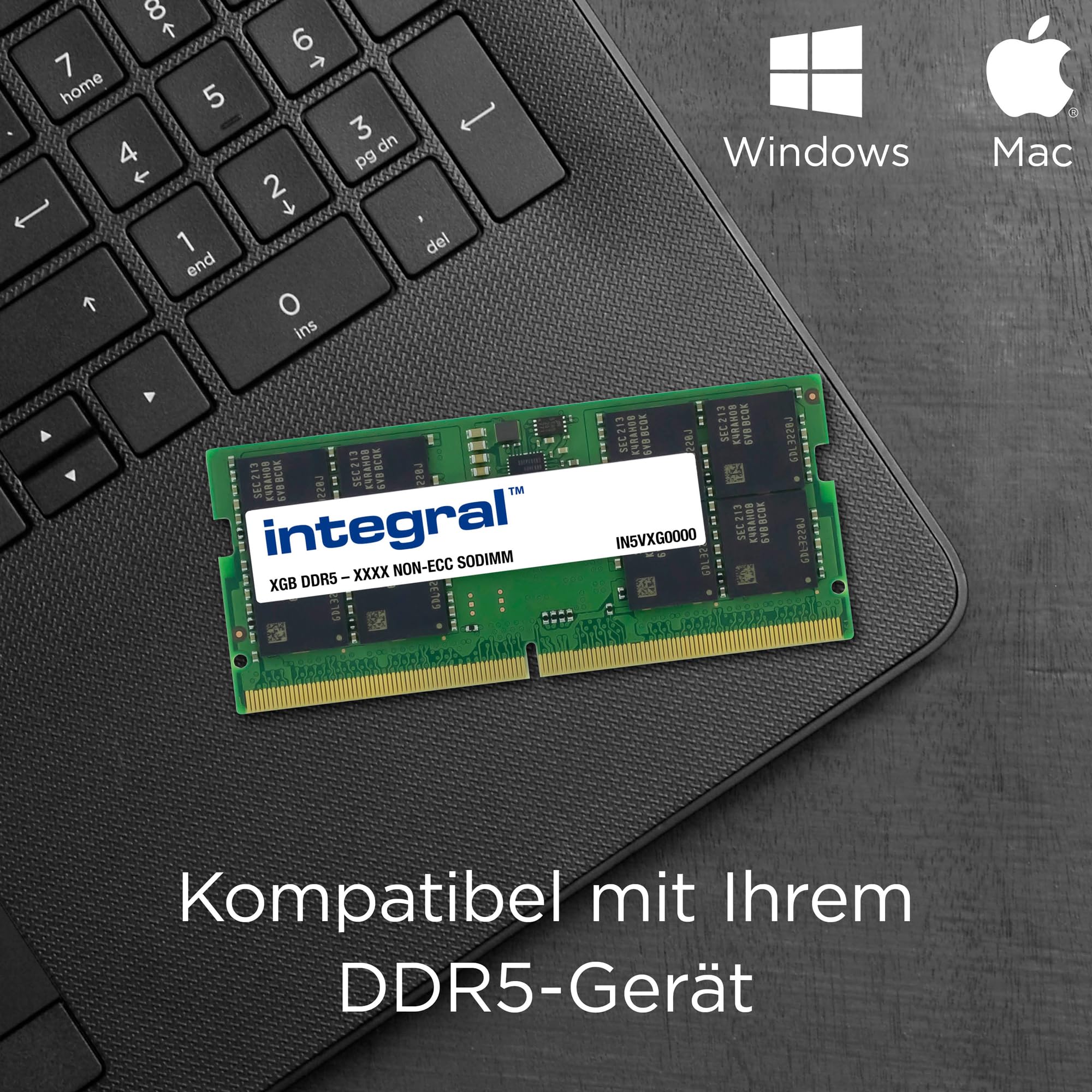 Integral Memoria RAM DDR5 32GB (2 x 16GB) 4800MHz SODIMM per laptop/notebook/macbook PC5-38400