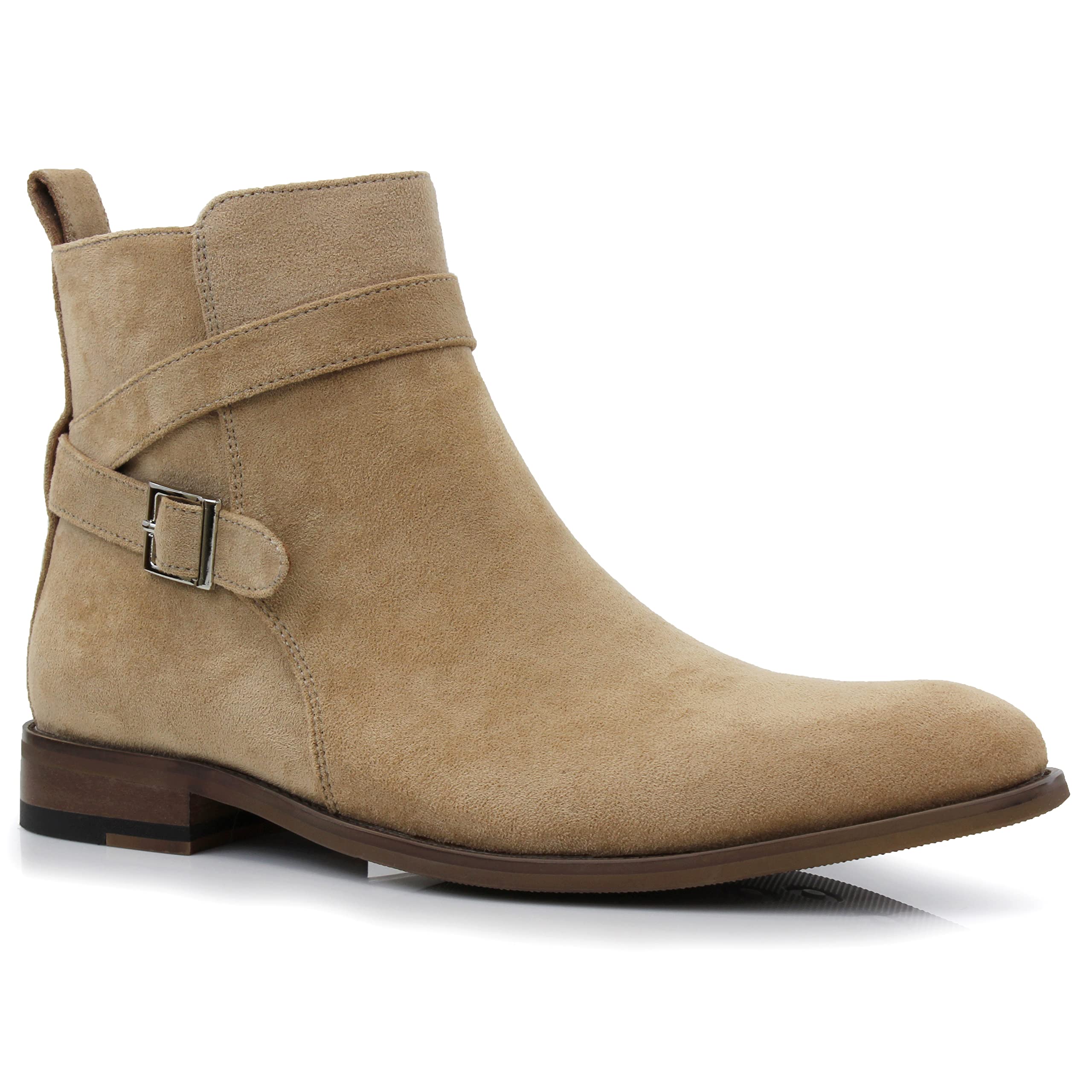 Polar Fox Men's Engineer Boot | Motorcycle Style Ankle Boot with Buckle Straps & Side Zipper |