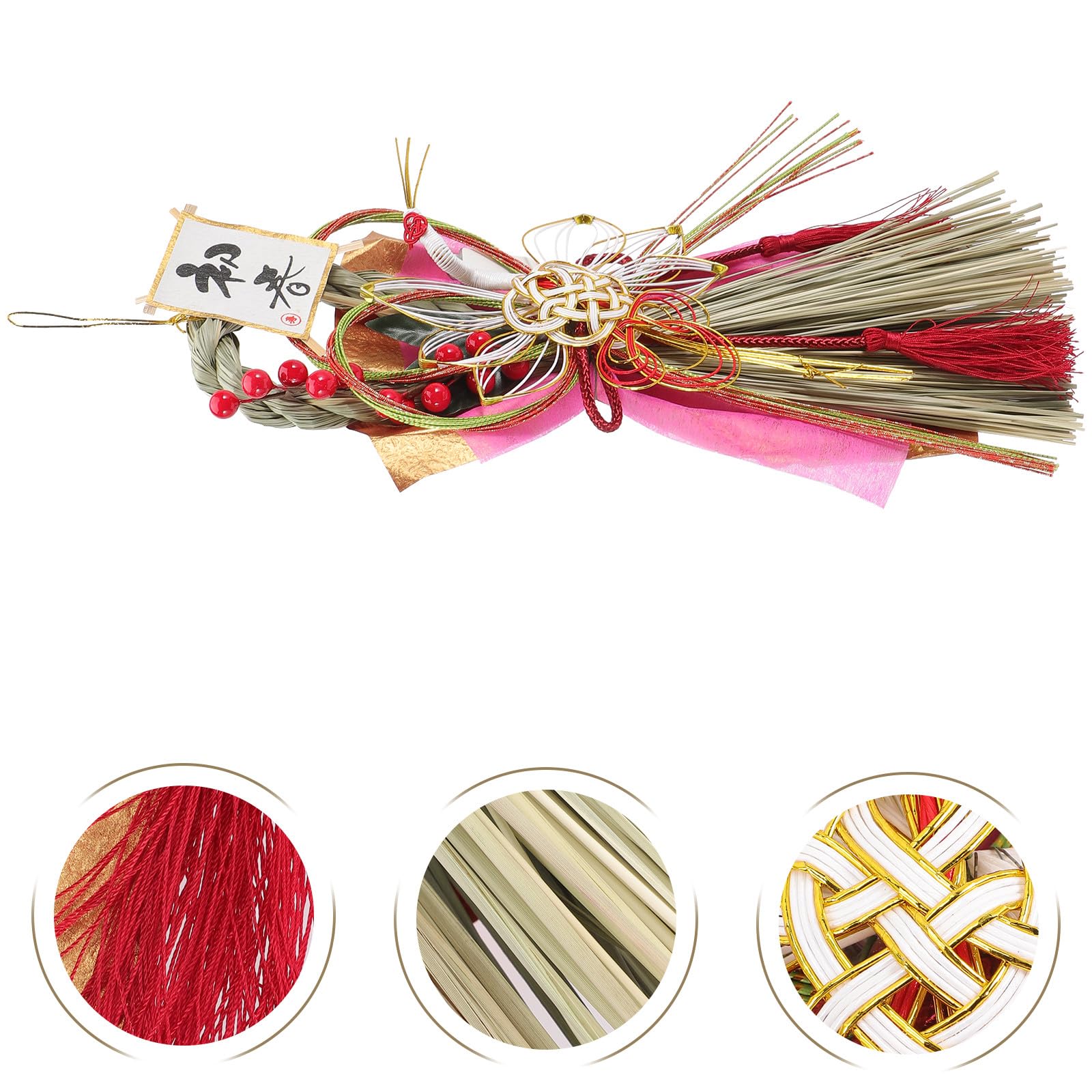 Japanischer Strohkranz als Hängende Dekoration Anhänger | Dried Flower und Strohverarbeitung, für Haustür und Zuhause, Leicht Anzubringen
