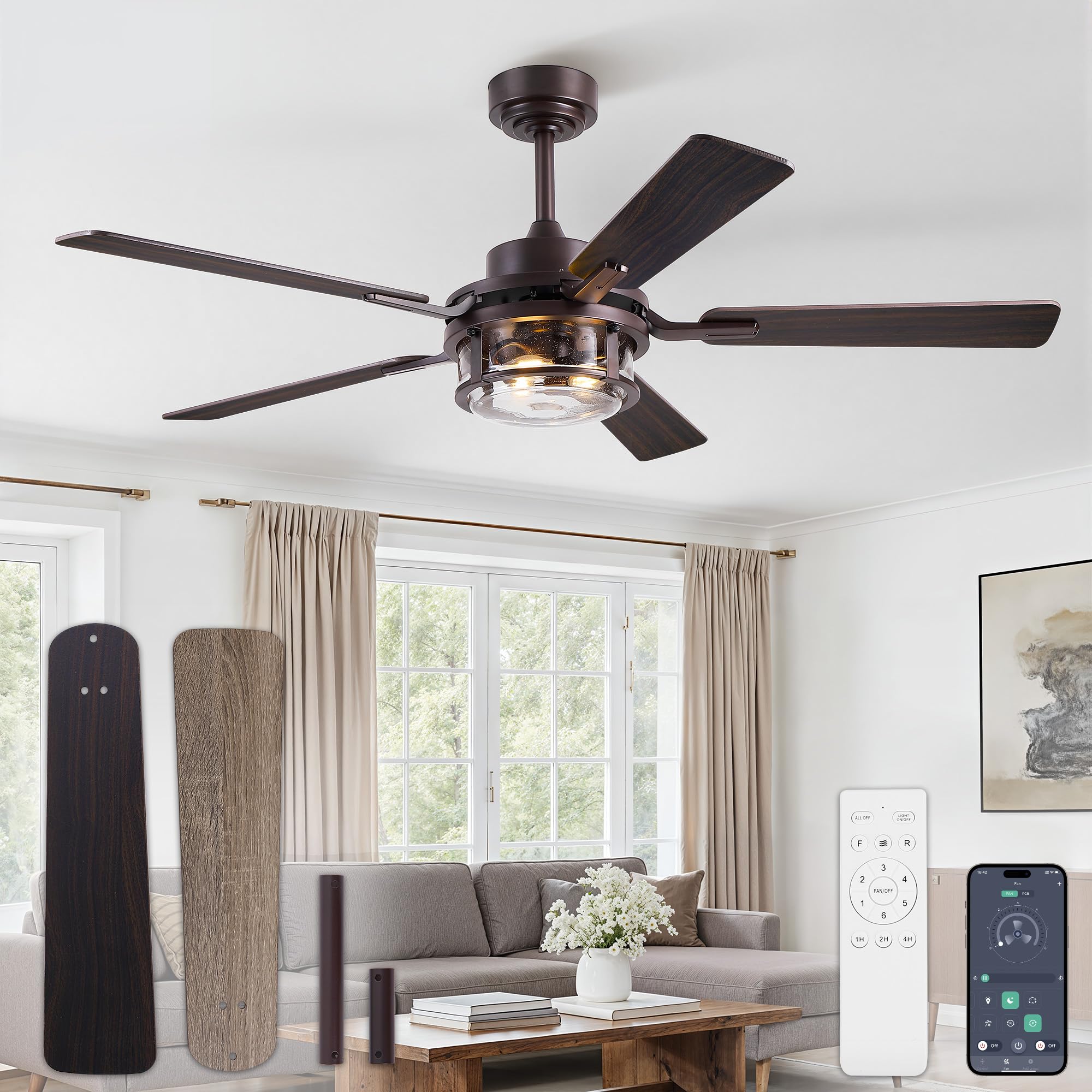 Photo 1 of Fanbulous 52" Farmhouse Ceiling Fan with Light & Remote