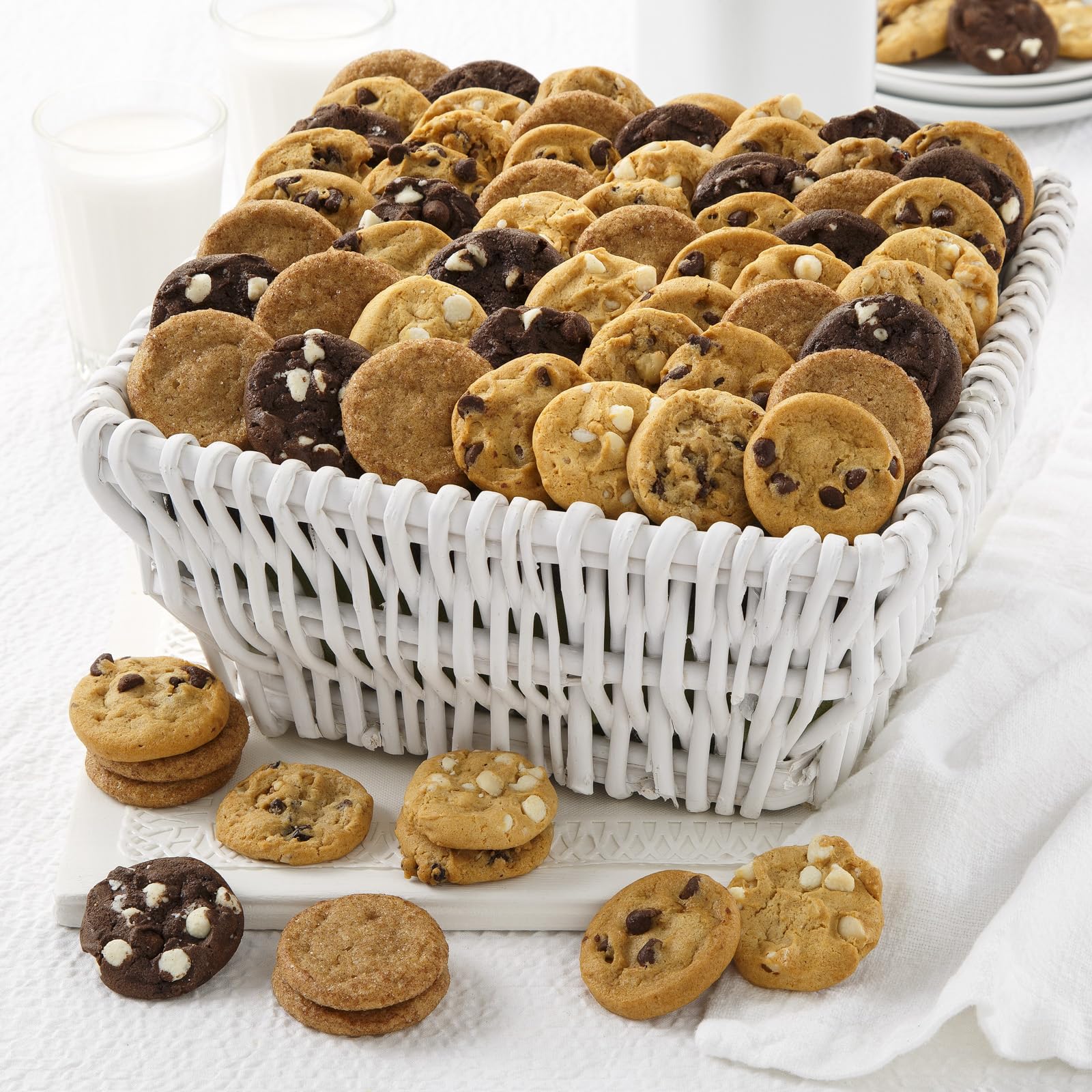 Mrs. Fields Classic White 72 Nibblers Bite-Sized Cookie Basket - Assorted with 72 Nibblers Bite-Sized Cookies in our 5 Classic Cookie Flavors
