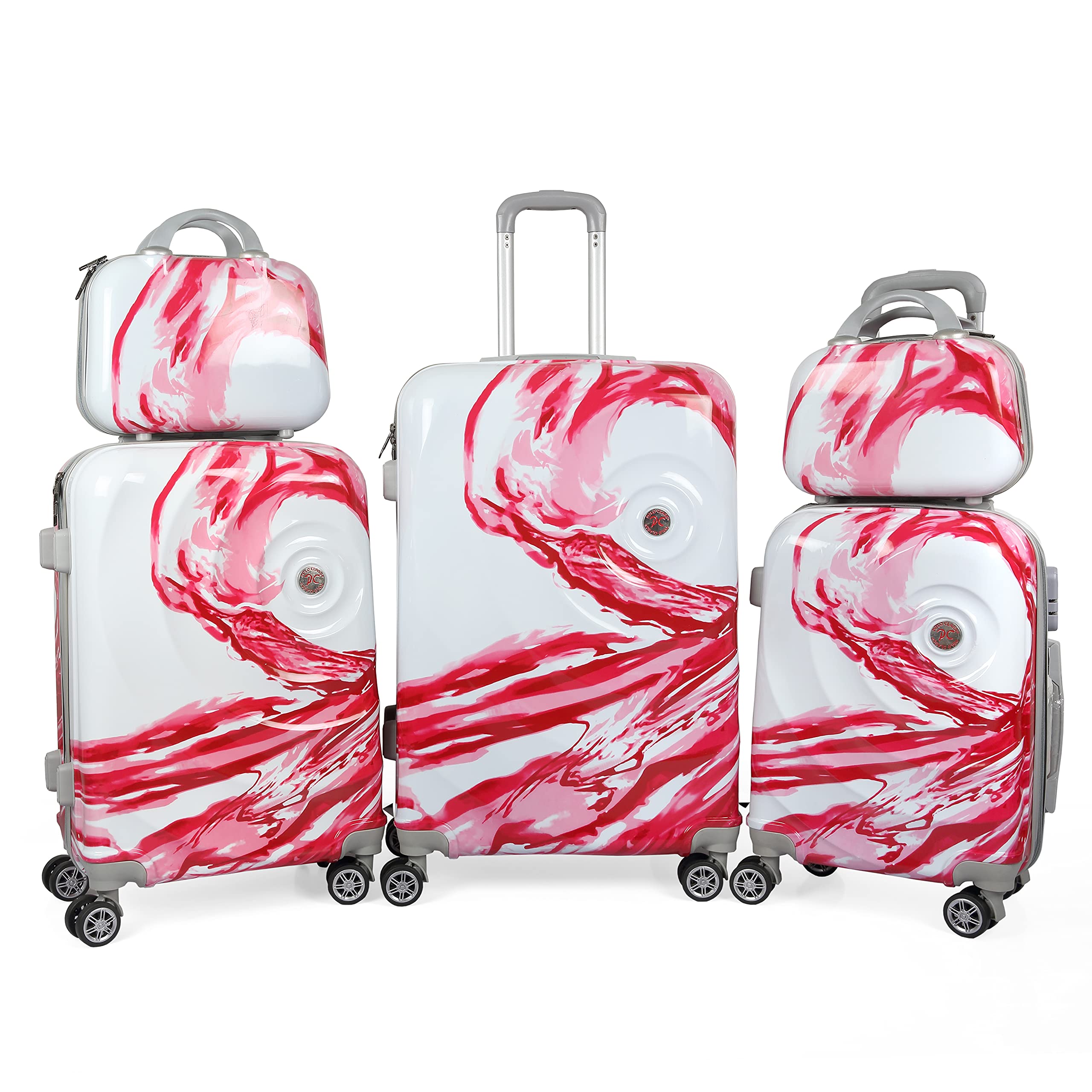 polo class 3Pc Set Trolley Bag Luggage Spinner Hardsided Suitcases (20/24/28 Inch) With 2Pc Vanity Bags - Red,H-55Cm-picture-48