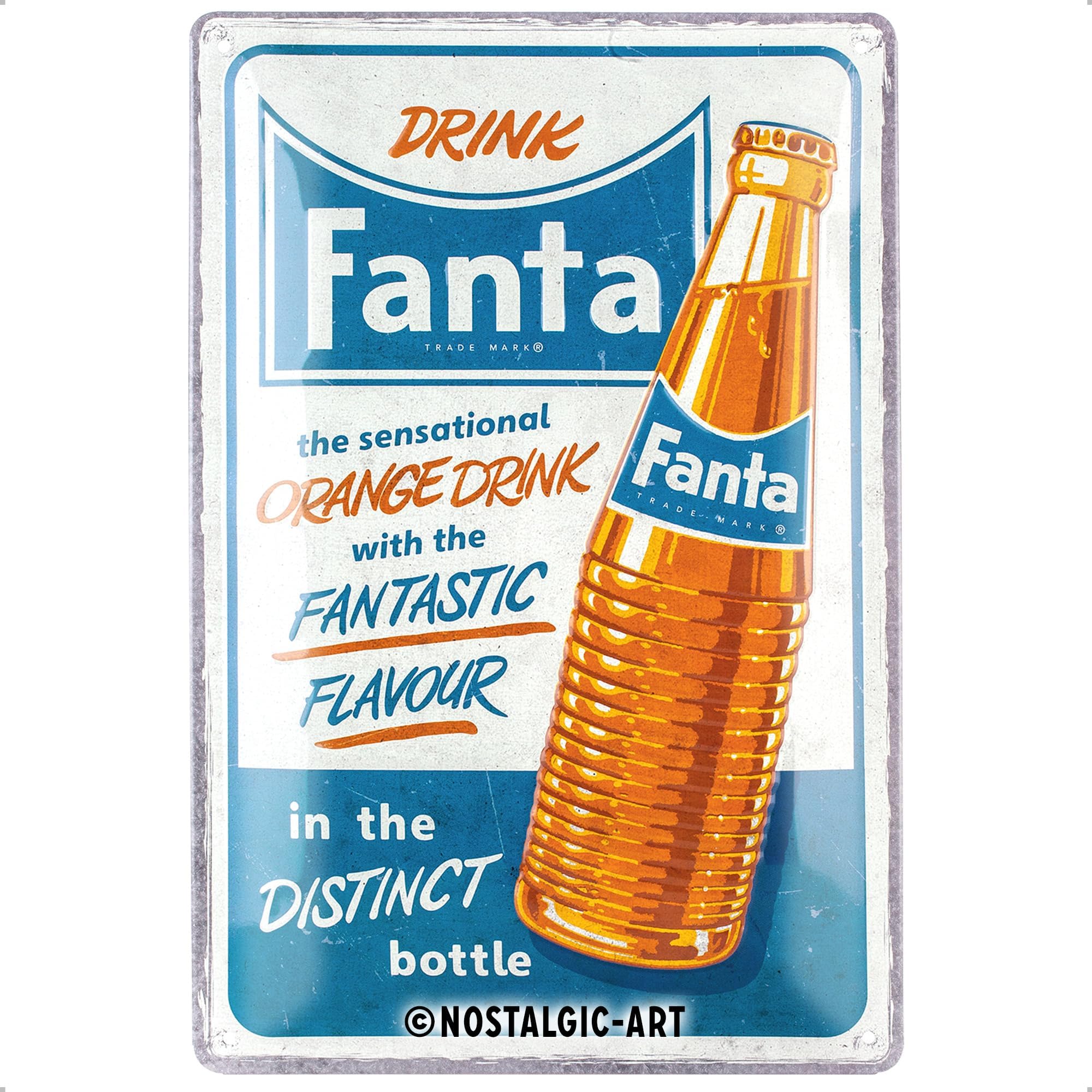 Nostalgic-Art Retro Fanta Tin Sign - Sensational Orange Drink - Gift Idea as Bar Accessory Metal Vintage Design for Decoration 20 x 30 cm