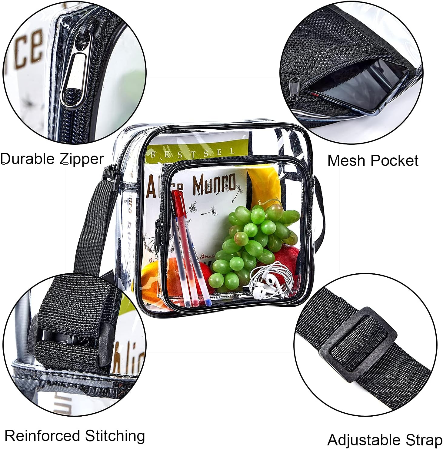 Clear Crossbody Bag Stadium Approved, Clear Messenger Shoulder Bag with Adjustable Strap for Work, Concerts, Sports Events - Image 4