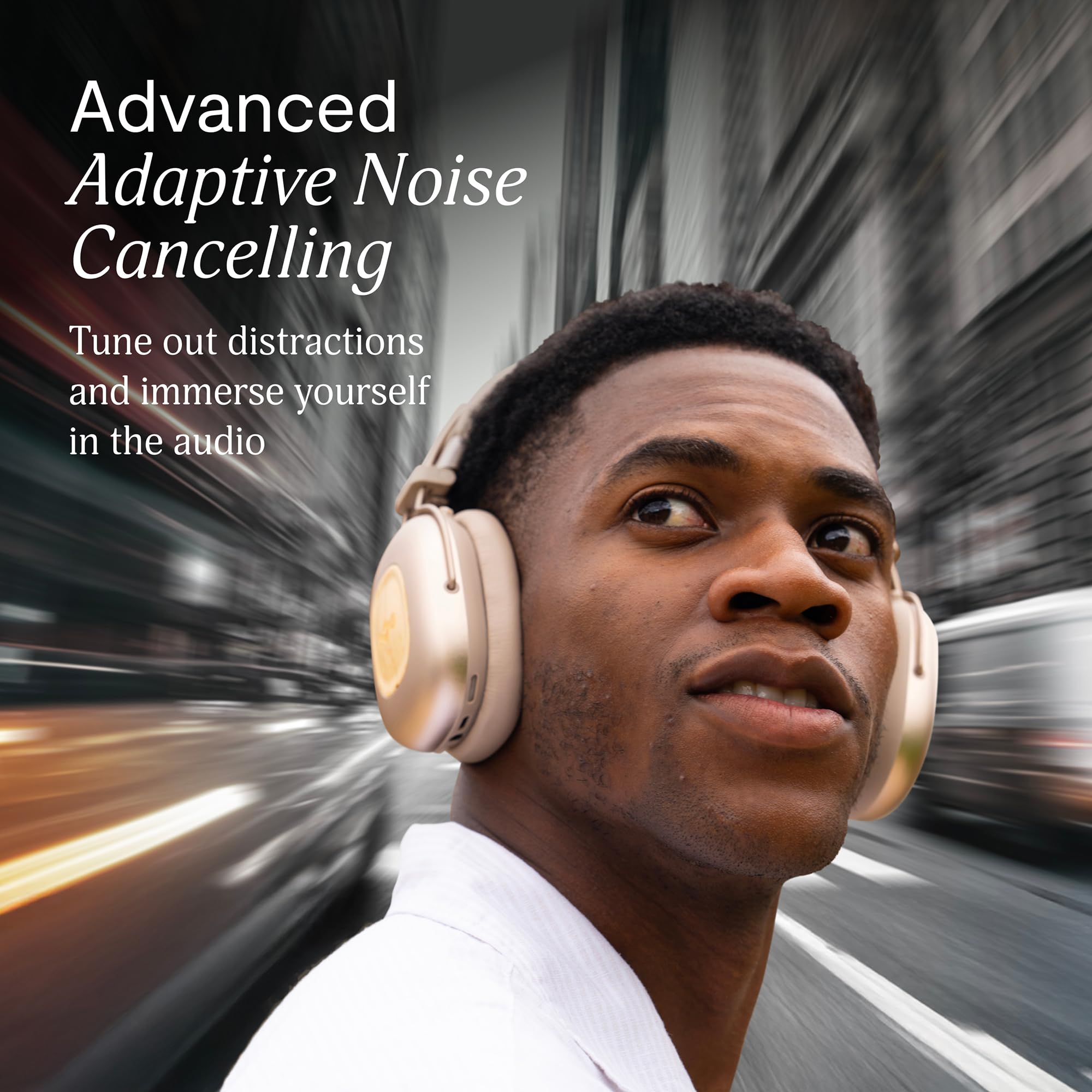 Marley House of Positive Vibration Rebel kabellose Bluetooth Kopfhörer - Over-Ear Wireless ANC mit adaptivem Noise Cancelling, 130 Std. Akku, IPX5, 40mm-Treiber, nachhaltige Materialien, Cream