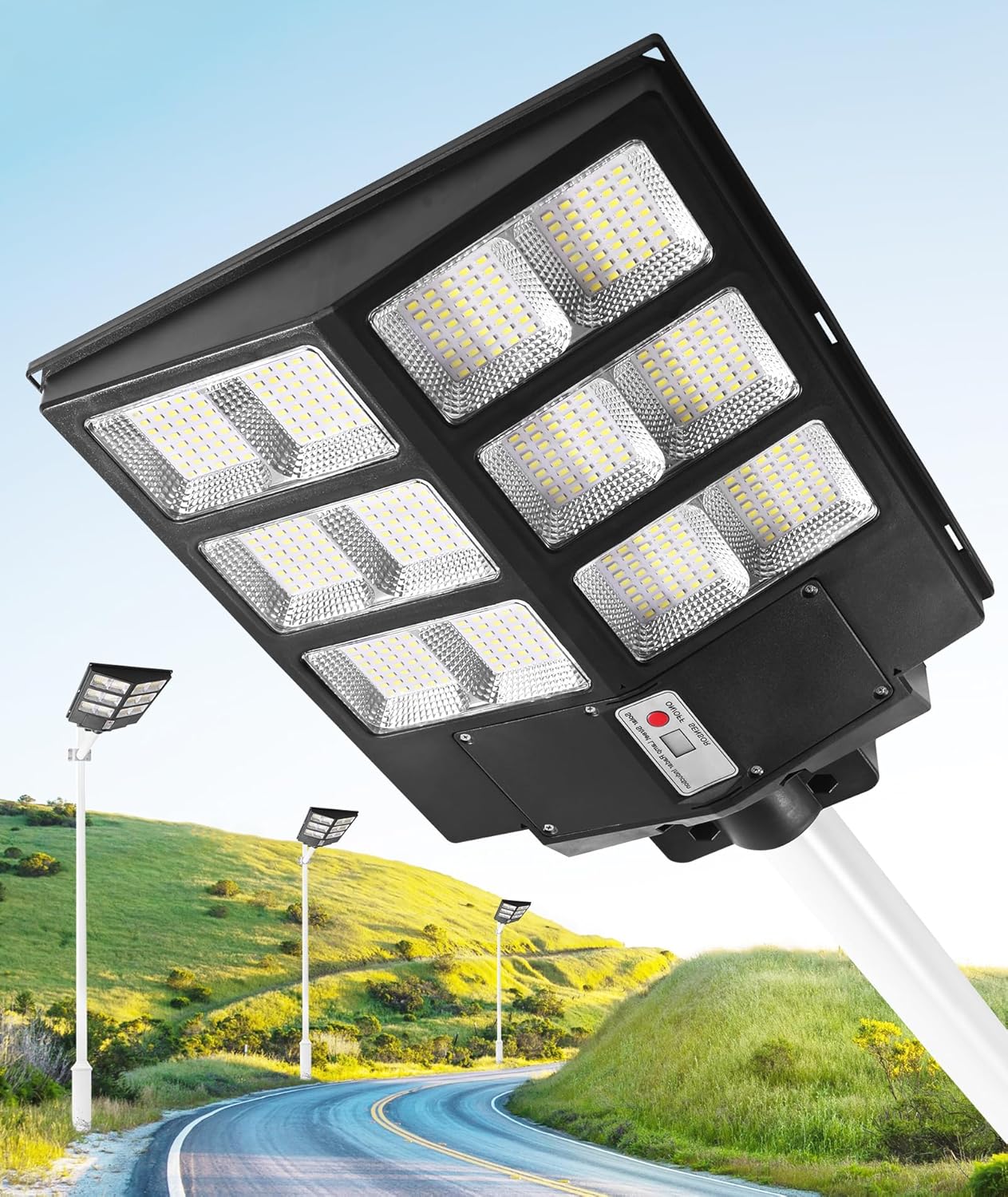 600W Solar Street Lights Outdoor ,20000mah high-capacity battery, 60000LM High Brightness LED Lamp, with Motion Sensor and Remote Control, for Parking Lot, Yard, Garden, Patio, Stadium, Piazza