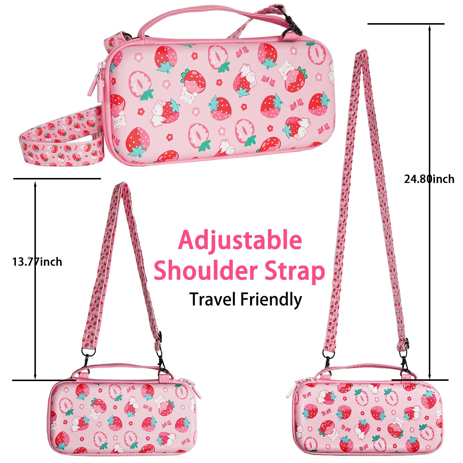 TIKOdirect Étui de transport pour Switch Lite, joli sac de voyage portable résistant aux chocs avec étui de protection souple, protecteurs d'écran, capuchons mignons pour les pouces et étui de cartes