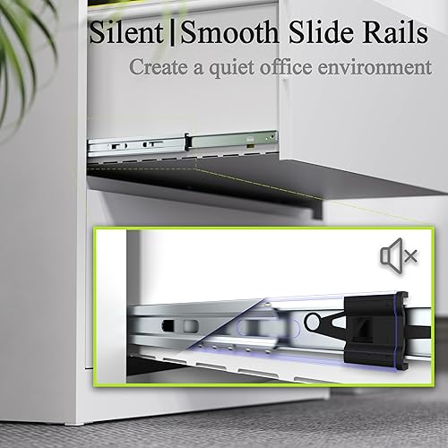 Miniatura 7 de Hak Archivador lateral de 2 cajones con cerradura, archivador con cerradura para oficina en casa, archivadores de oficina de metal con cajones para