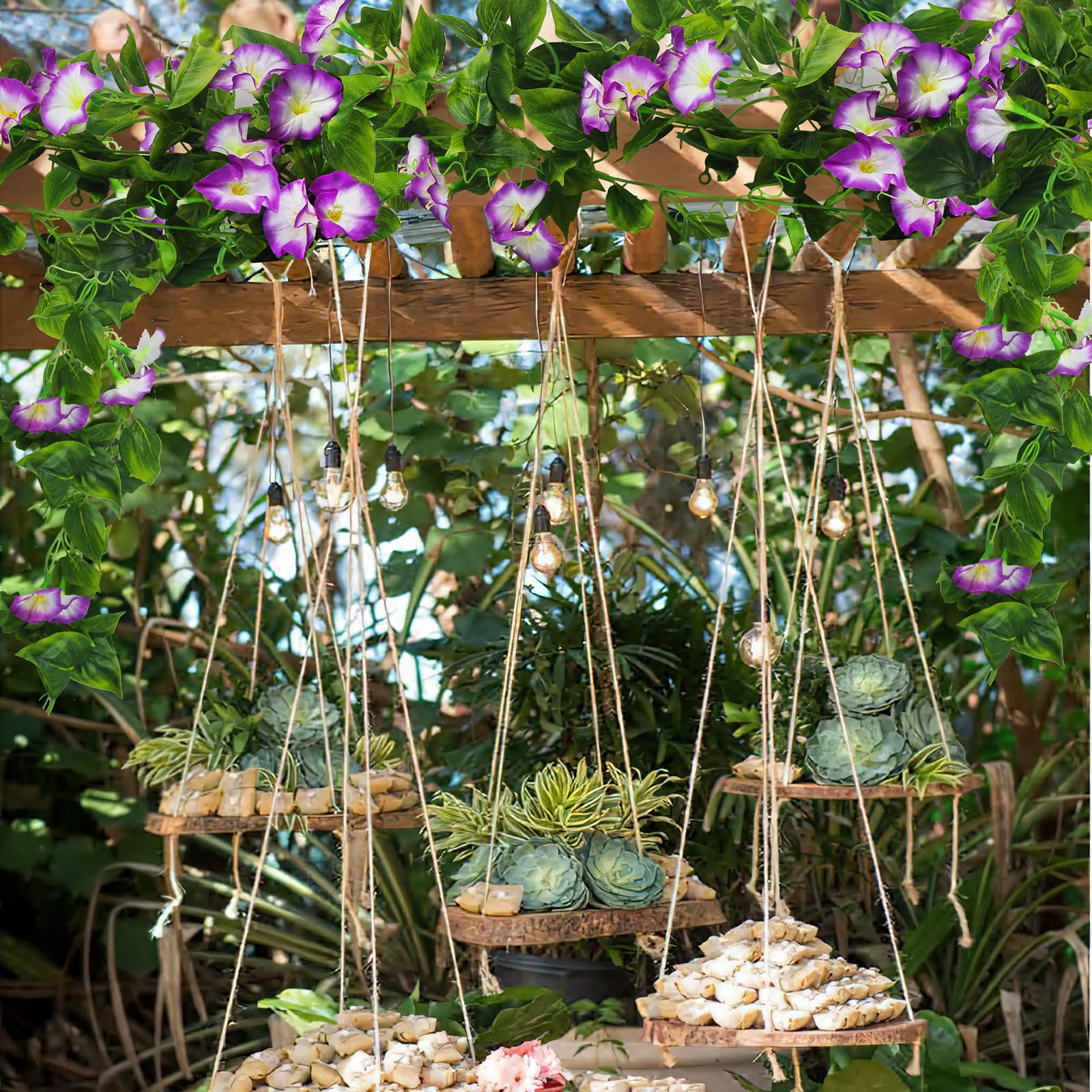 Amazon.com: CISDUEO 2 Pcs Artificial Vines Silk Morning Glory Vines for  Outdoor 15Feet Hanging Plants Garland Purple Fake Green Plant Morning  Glories for Home Decor Wall Fence Stairway Wedding Hanging Baskets :