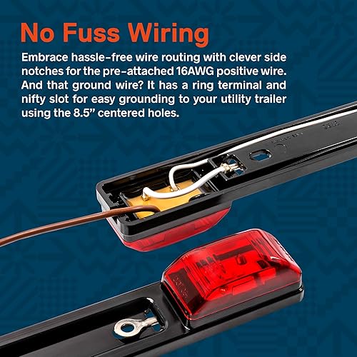 Miniatura 6 de True Mods - Barra de luz LED 3 roja de 15 pulgadas para remolque DOT FMVSS 108 SAE P2 IP67 sumergible Marcador de identificación sellada, luz