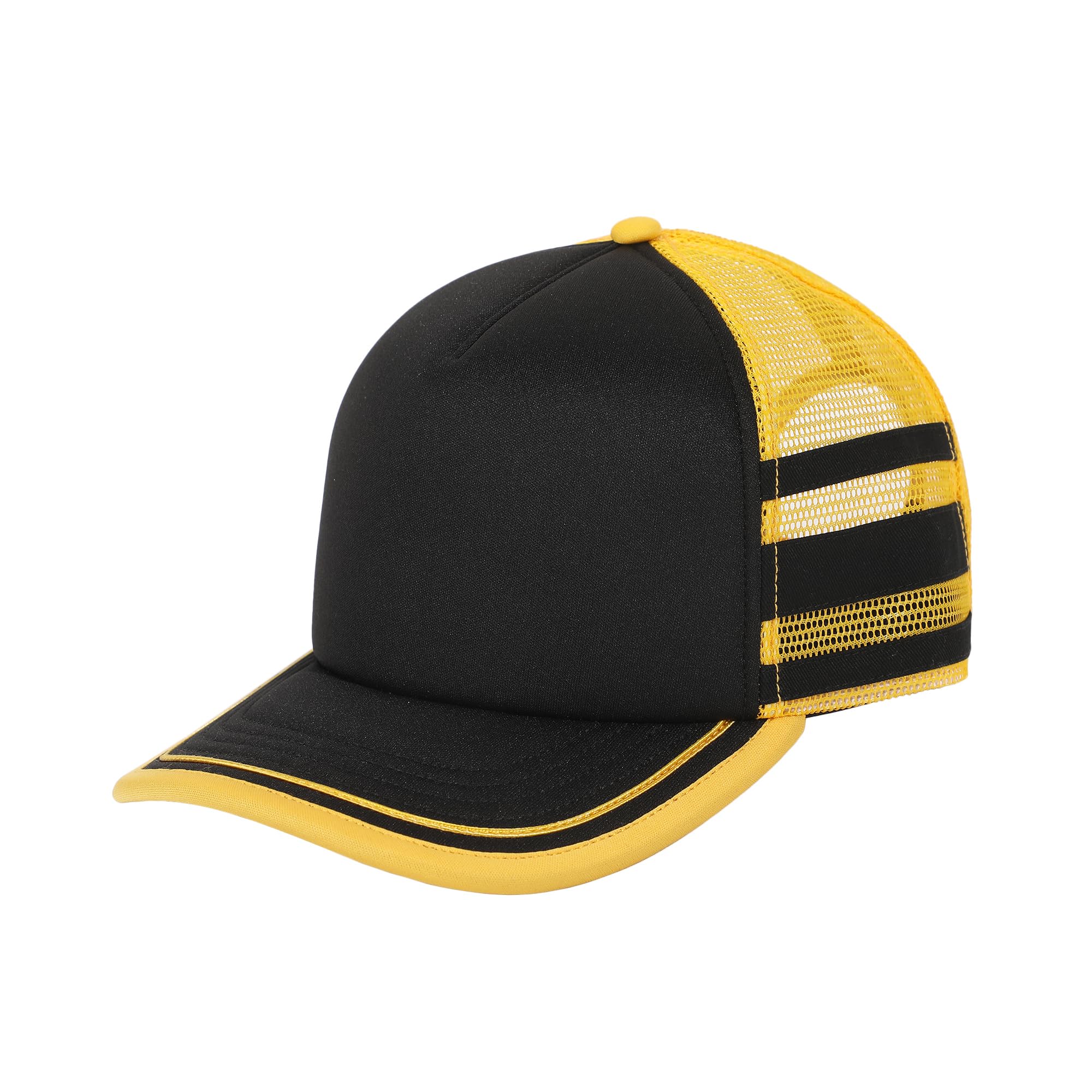 Bioworld Men's Stranger Things In World Dustin Stranger Things Dustin Henderson Black & Yellow Cosplay Trucker Hat