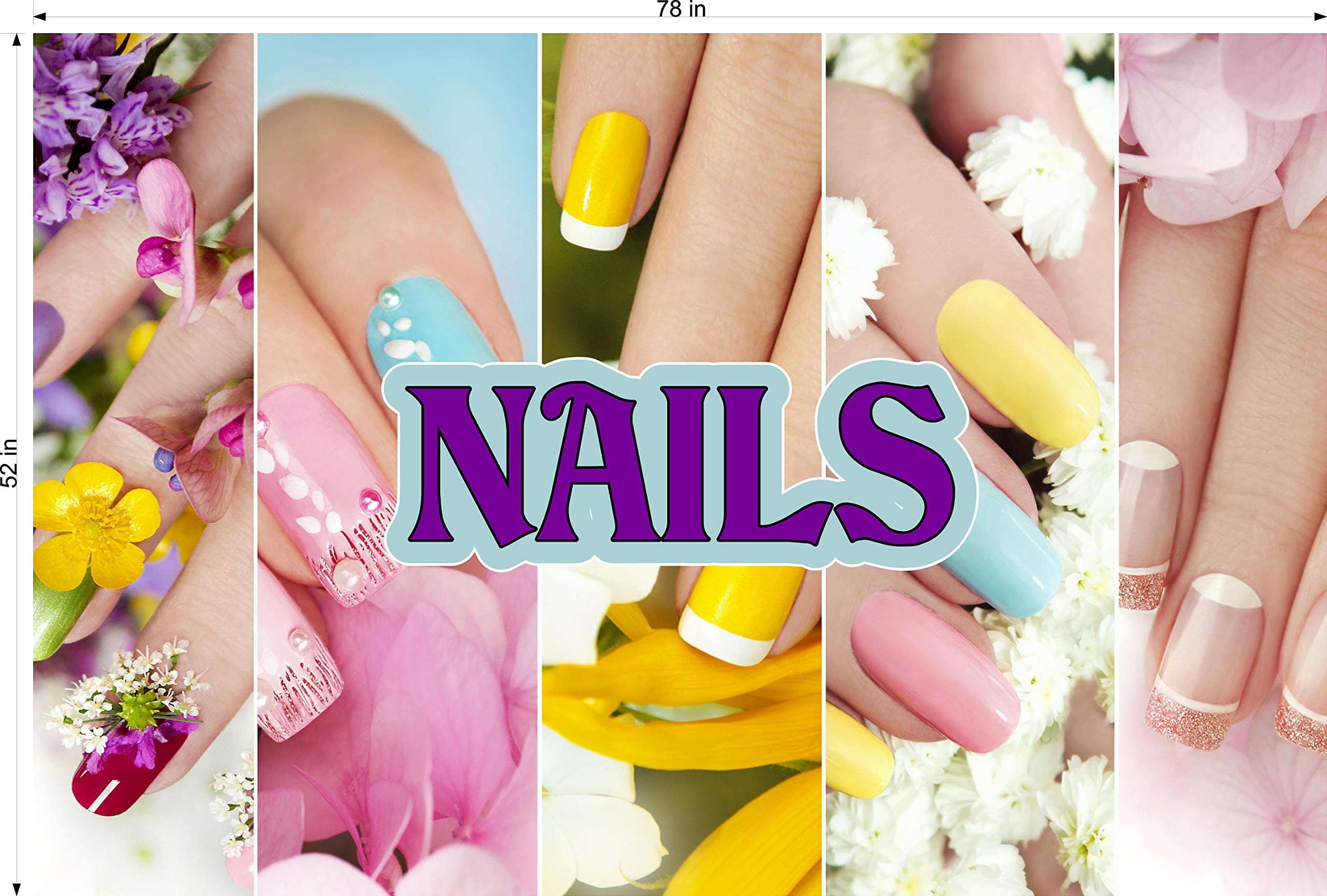 Nails VIII Salon Sign Advertising Marketing Décor Horizontal (Photo-Realistic Paper Poster Matte Non-Laminated [Indoors], 78")