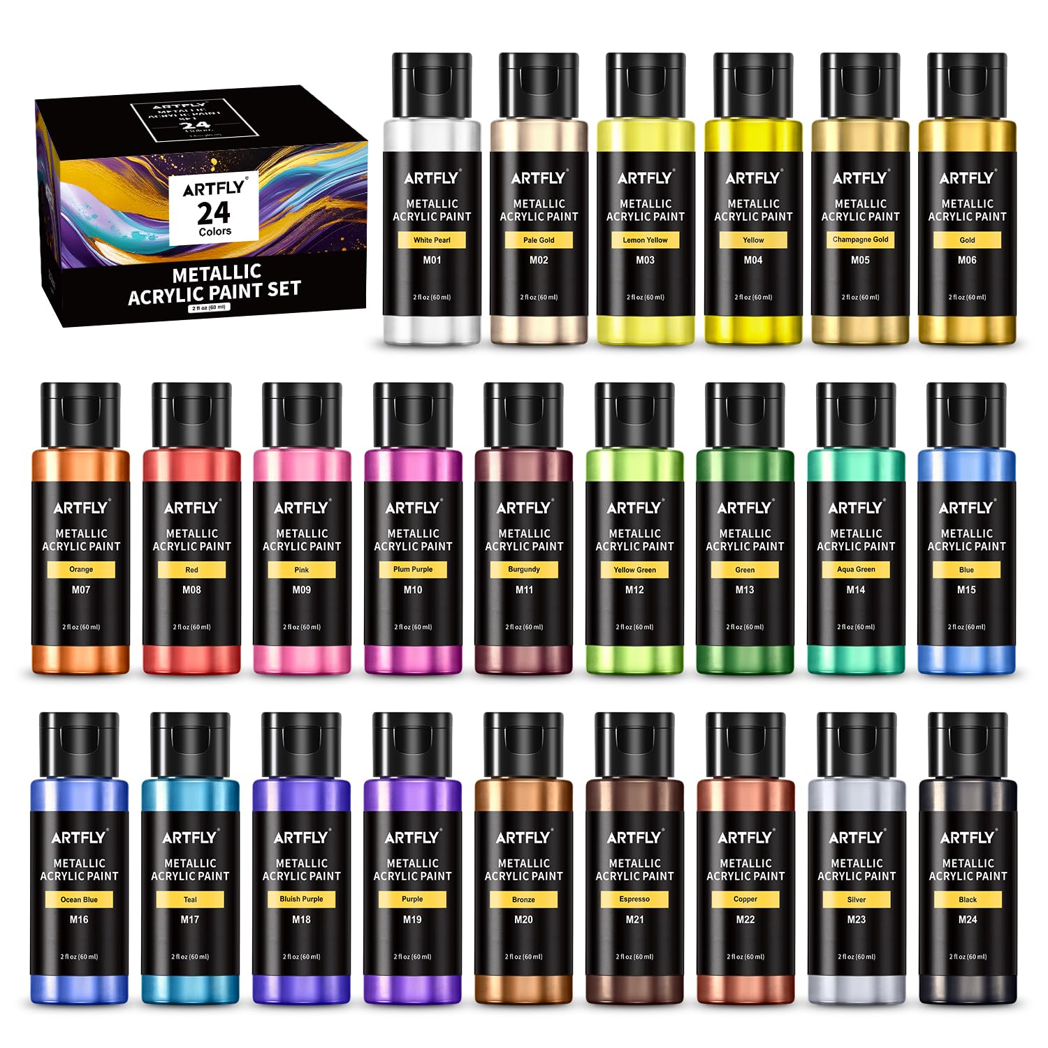 artfly peintures acryliques métallisées