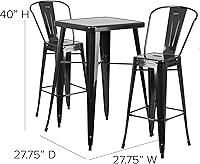 Vista 3 de Flash Muebles Mason 3 pieza Metal Pub Juego de mesa