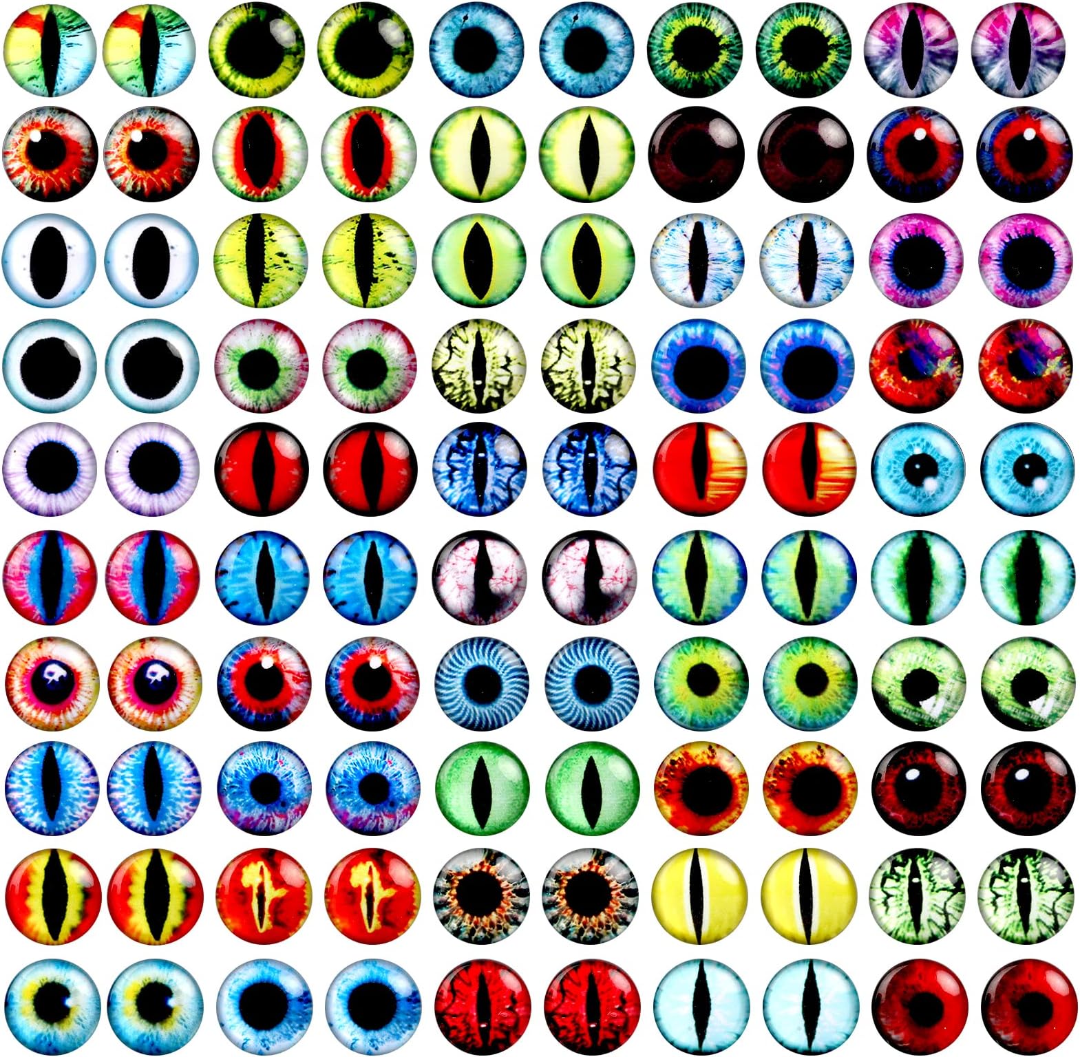 Vin Beauty 100PCS 10mm Dragon Eyes Glass Cabochon Eyes for Clay Doll Making DIY Crafts Jewelry Making