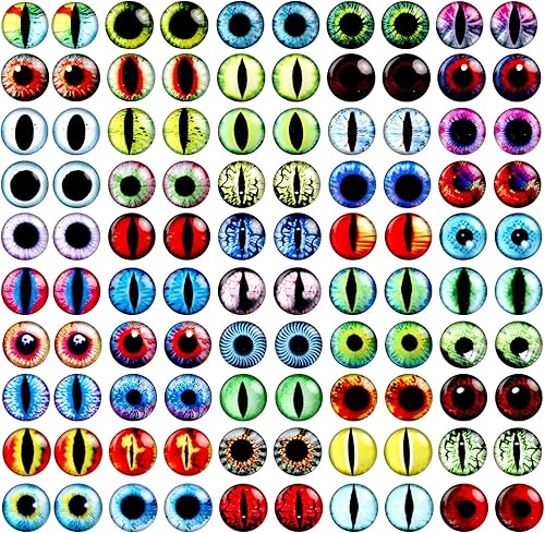 100 ojos de cabujón de cristal para hacer muñecas de arcilla, manualidades, manualidades, joyería, ojos de cristal (0.394 pulgadas)