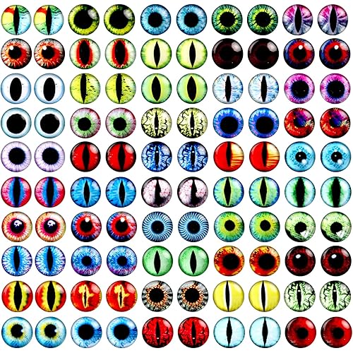 100PCS Eyes Glass Cabochon Eyes for Clay Doll Making DIY Crafts Jewelry Making Glass Eyes(10mm)
