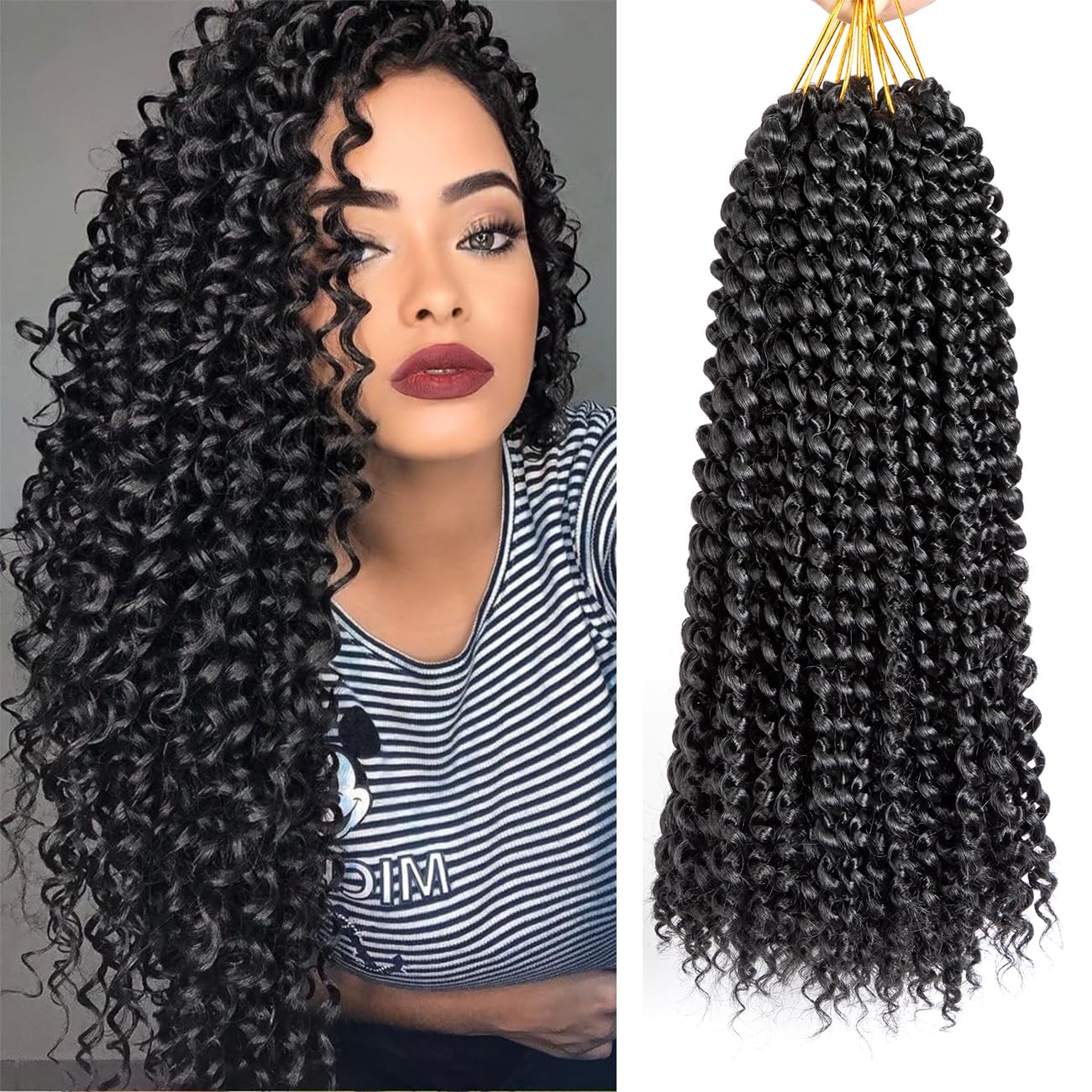 Passion Twist Hair Water Wave Crochet Hair for Black Women 14 Inch 8 Packs Passion Twist Crochet Hair Pre Looped Bohemian Braids for Black Women (1B, Economic package)