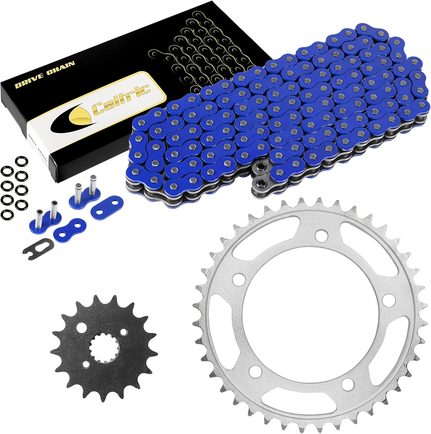 Caltric Blue O-Ring Drive Chain & Sprockets Kit Compatible with Suzuki 1000 Sv1000 Sv-1000 Sv1000S 2003-2007