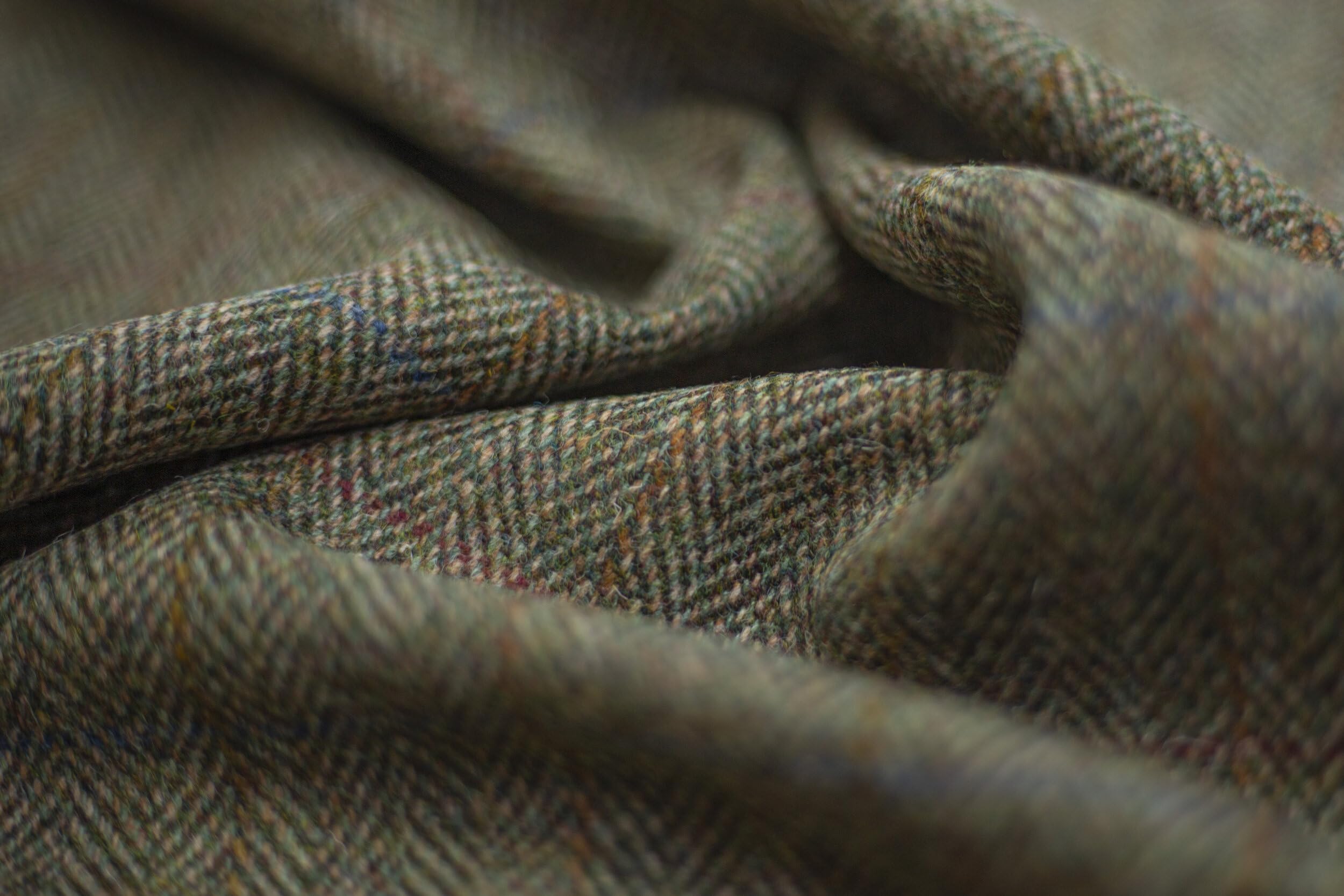 Harris Tweed Kissenbezug, Fischgrätenmuster, quadratisch, Grün