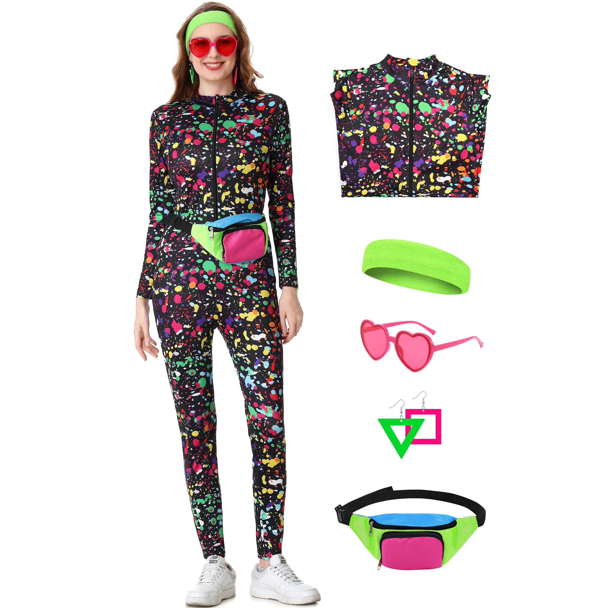 Oewyrou 80s Workout Costume Tracksuit 