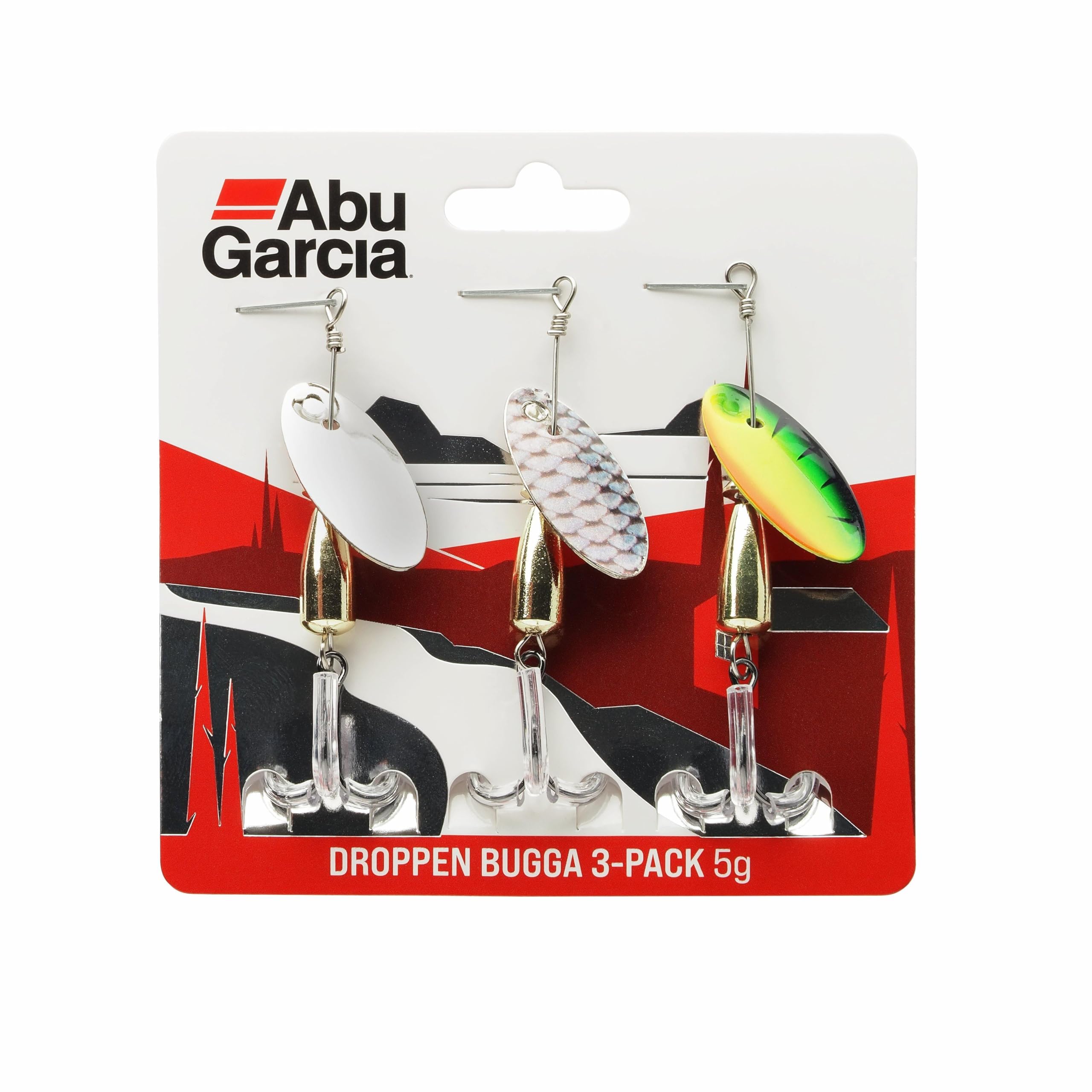 Abu Garcia Droppen Bugga 3-Pack – Versatile Freshwater Spinner Lures for Perch, Pike, Chub, and Trout – Low Center of Gravity for Accurate Casting, Perfect for Freshwater Fishing, Varied 5 cm