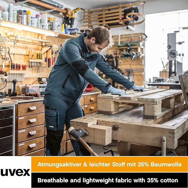 Uvex Tune-up 8909 Pantalon de Trabajo para Hombre - Pantalones Cargo para Trabajar de Algodón y de Cordura - Multibolsillos - Bolsillo de Las Rodilleras - Color Gris, Negro, Azul, Verde, Blanco - 5