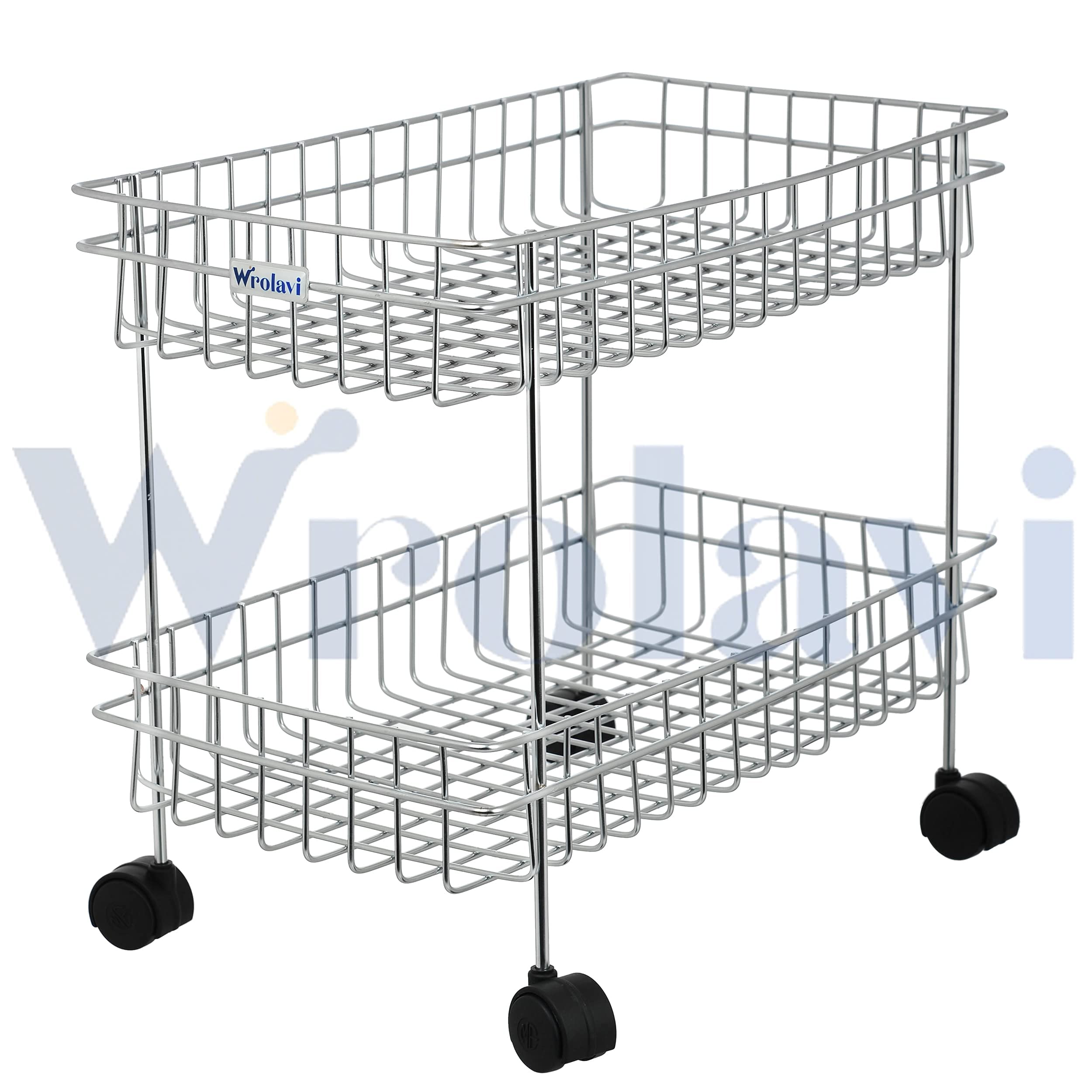 Wrolavi® Stainless Steel Basket with Wheels for Vegetable & Fruits, Jars Container Storage Rack Design Organizer Stand for Kitchen (2Shelf) (B097JWL2SZ) Amazon Price History, Amazon Price Tracker