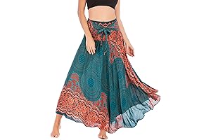 Women's Bohemian Mandala Maxi Skirt: Flowing Hippie Grace for Summer and Beach