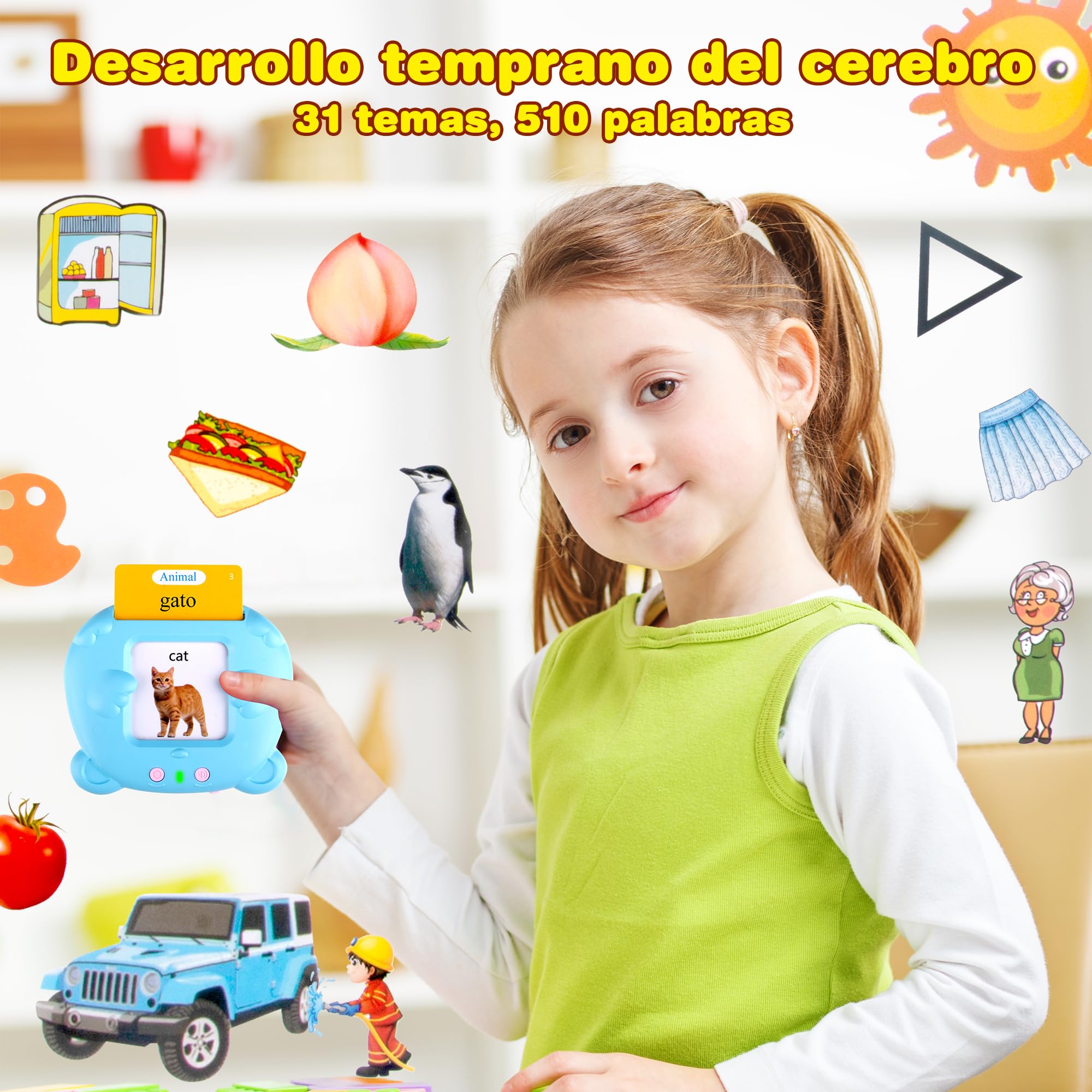 510 Cartes Flash parlantes pour Enfants Bleu