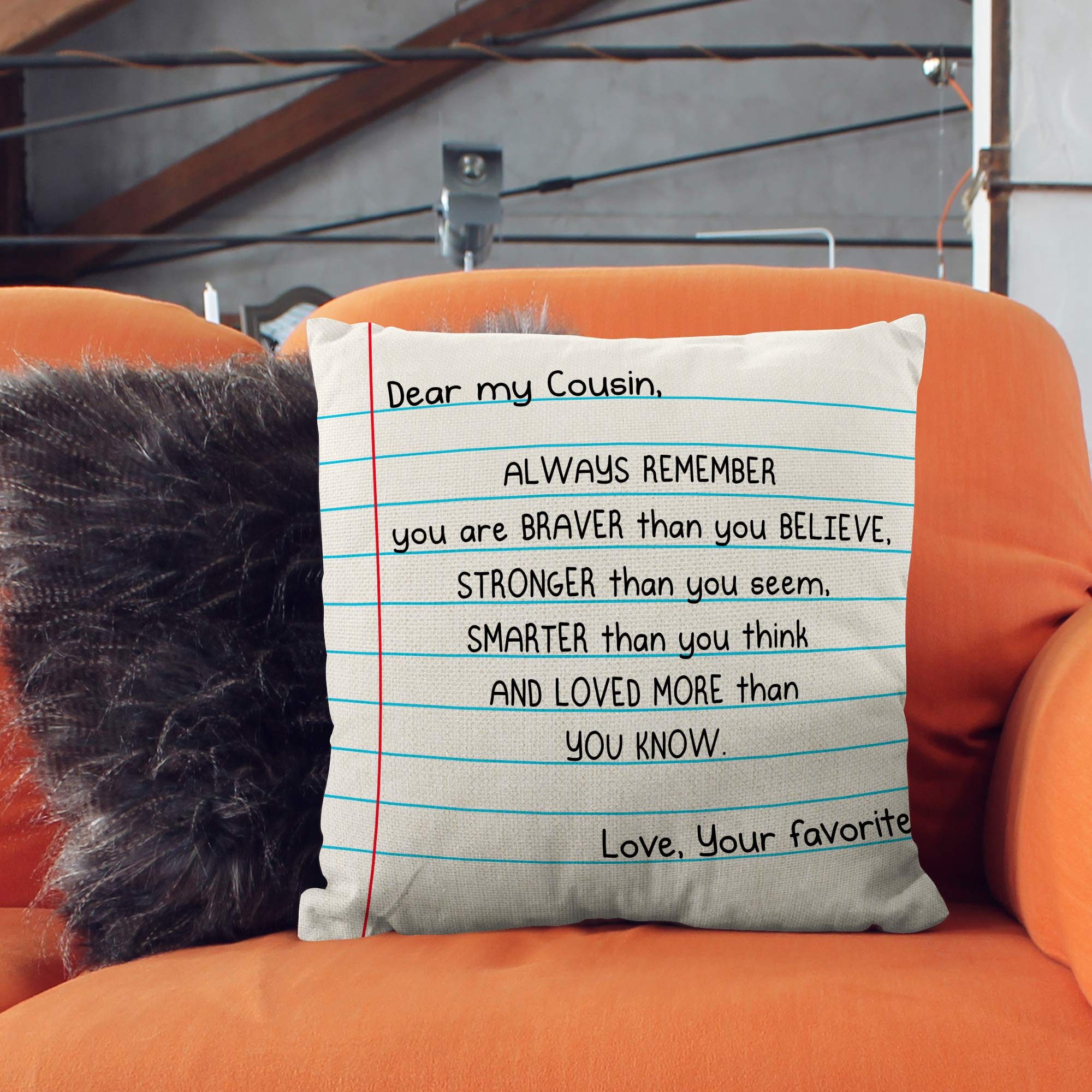 Cousin Gift Pillow Covers - 18x18 Linen Throw Covers For Best Friend Cousins