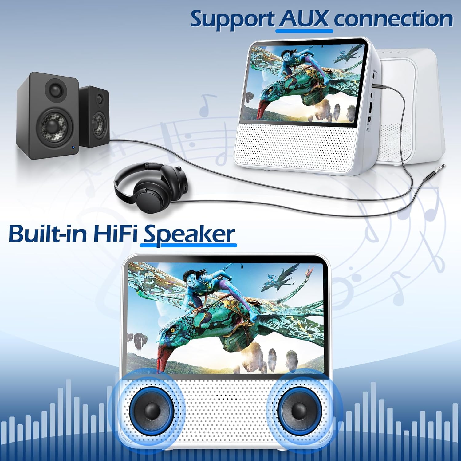 9.8" Portable DVD Player with Bluetooth, 1024 x 600 Screen, Portable DVD Player with Screen, 4000mAh Rechargeable, HiFi Speakers, Timer/Remote/Sync TV, Support DVD/CD/Bluetooth/AUX/AV/USB