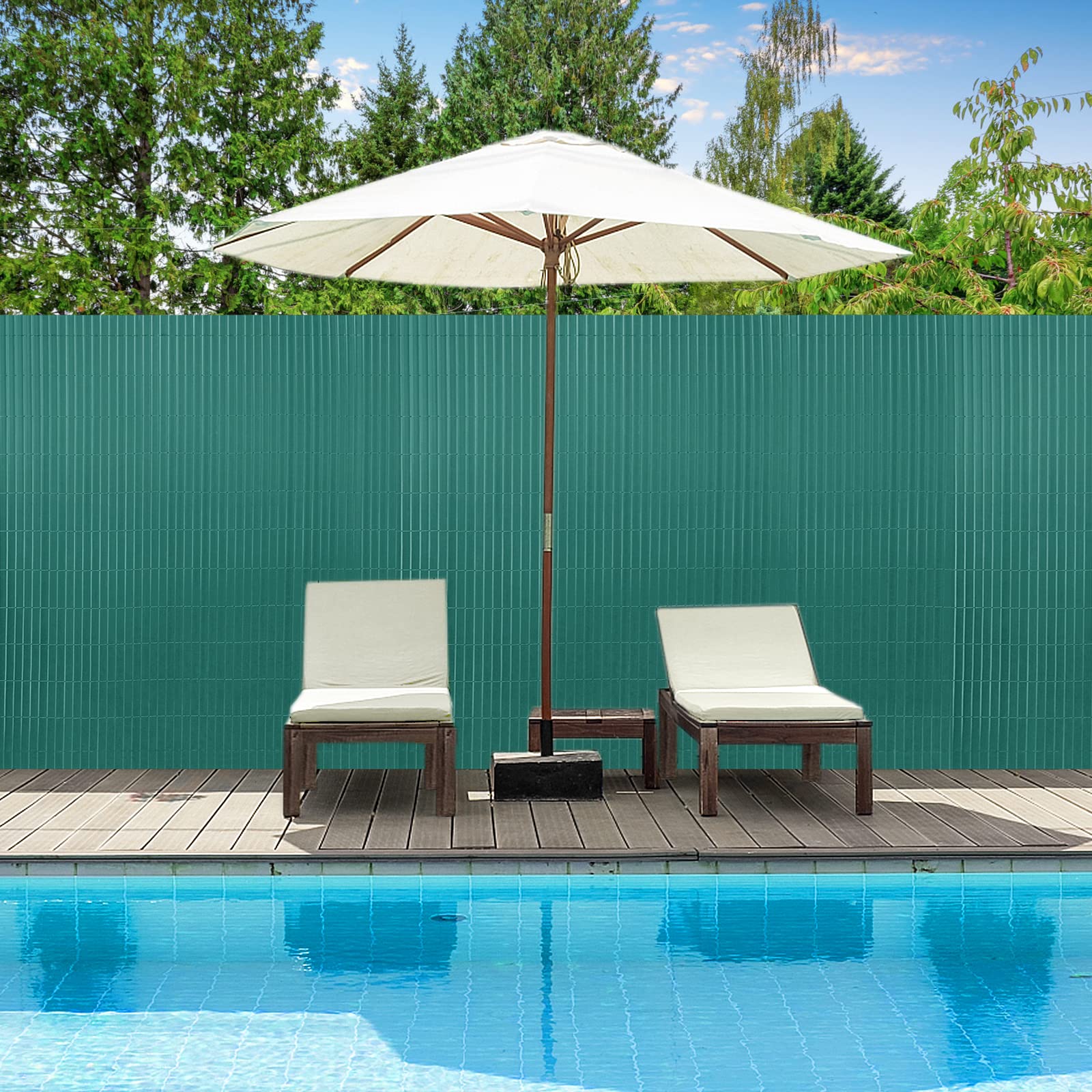 FIVMEN Canisse en PVC Brise Vue 180 x 300 cm Clôtures avec Serre-Câbles Protection Contre le Vent Imperméable Sans Perçage pour Jardin, Terrasse - Vert