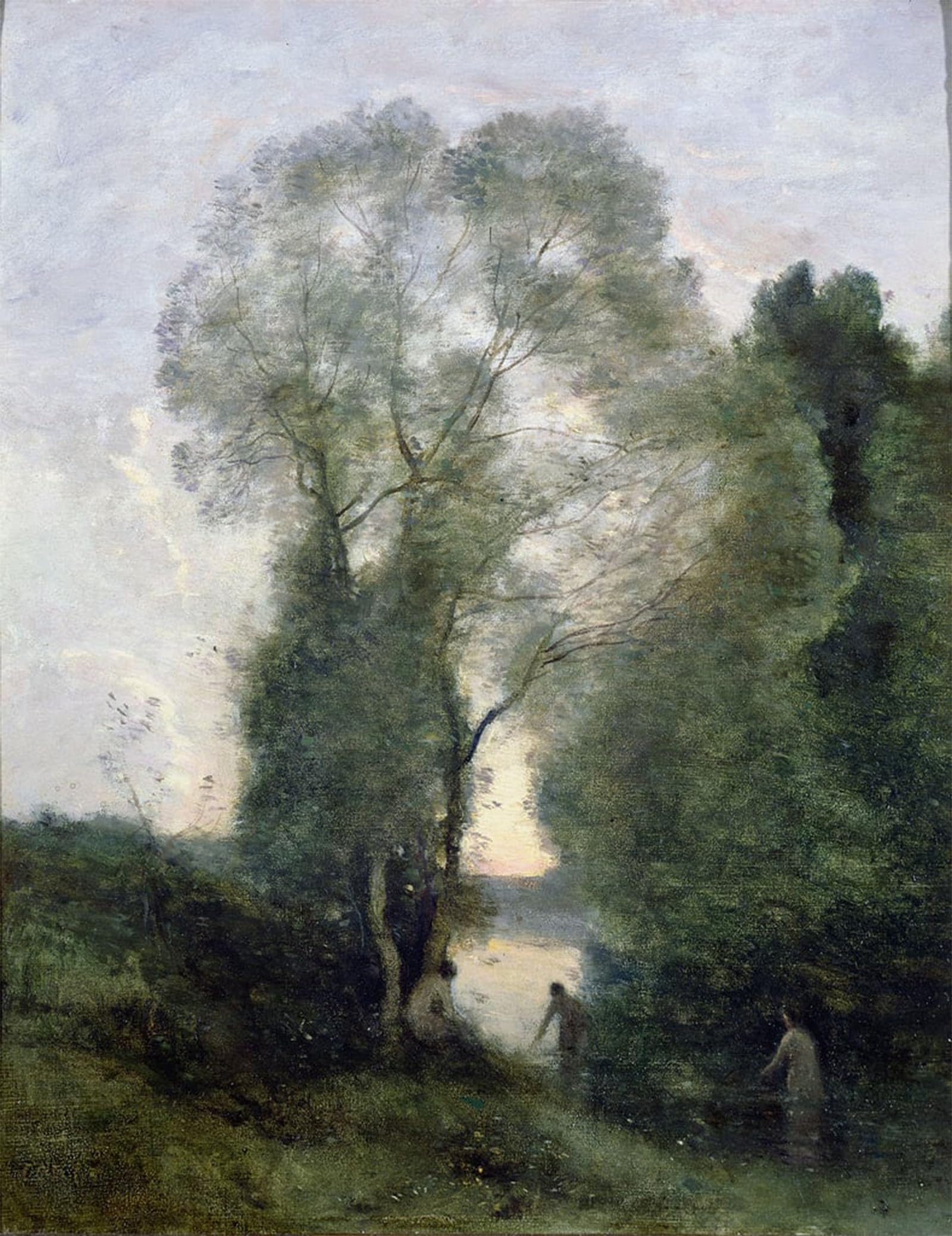 ARTXLXXBN Famous Print Painting Colorful Art Print Swimmers by Jean Baptiste Camille Corot Canvas Art Decorations for Home Decor 60x90cm