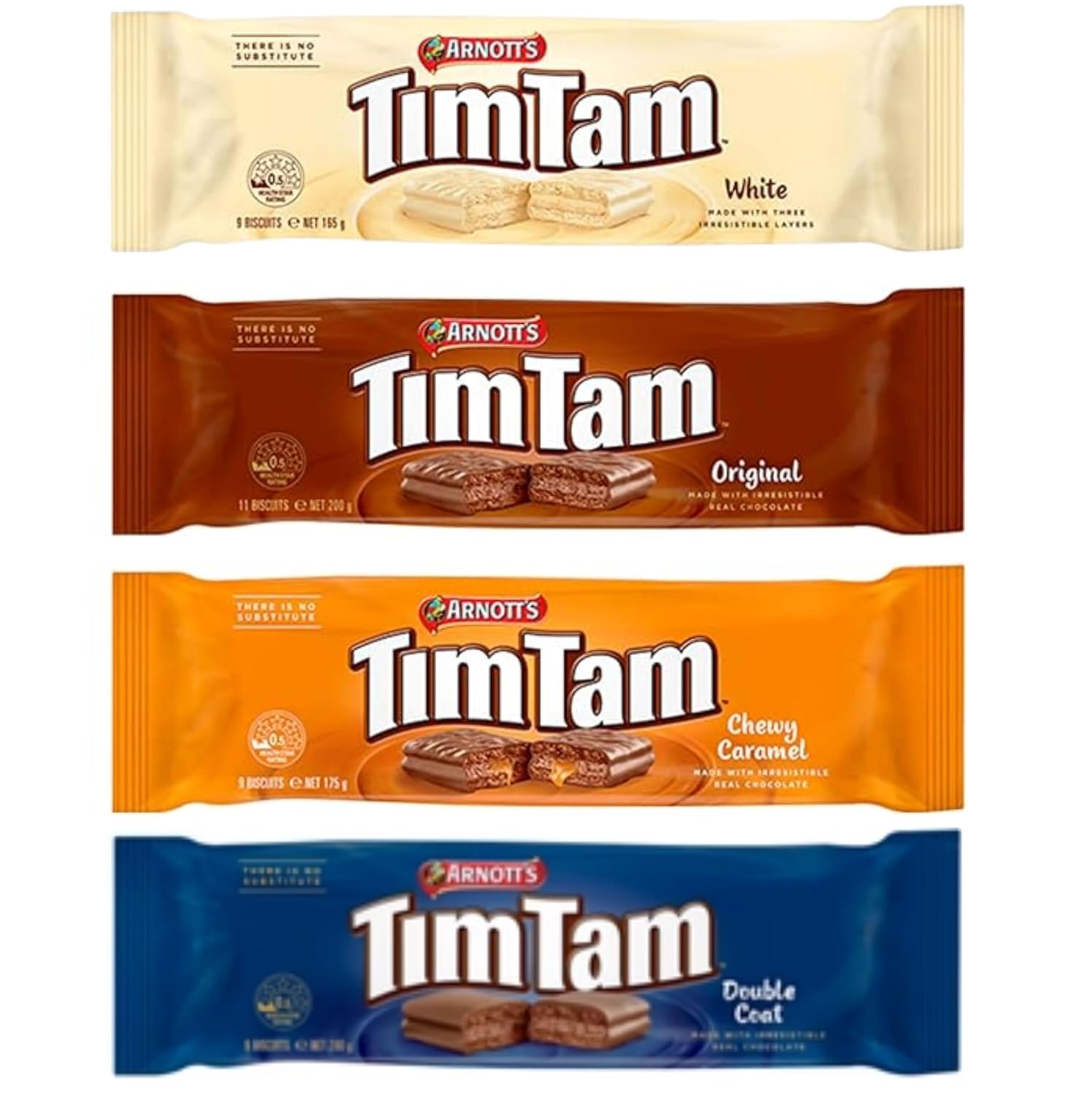 Sampler Tim Tam Chocolate Biscuits - White, Original, Chewy Caramel, Double Coat, With Love From Australia