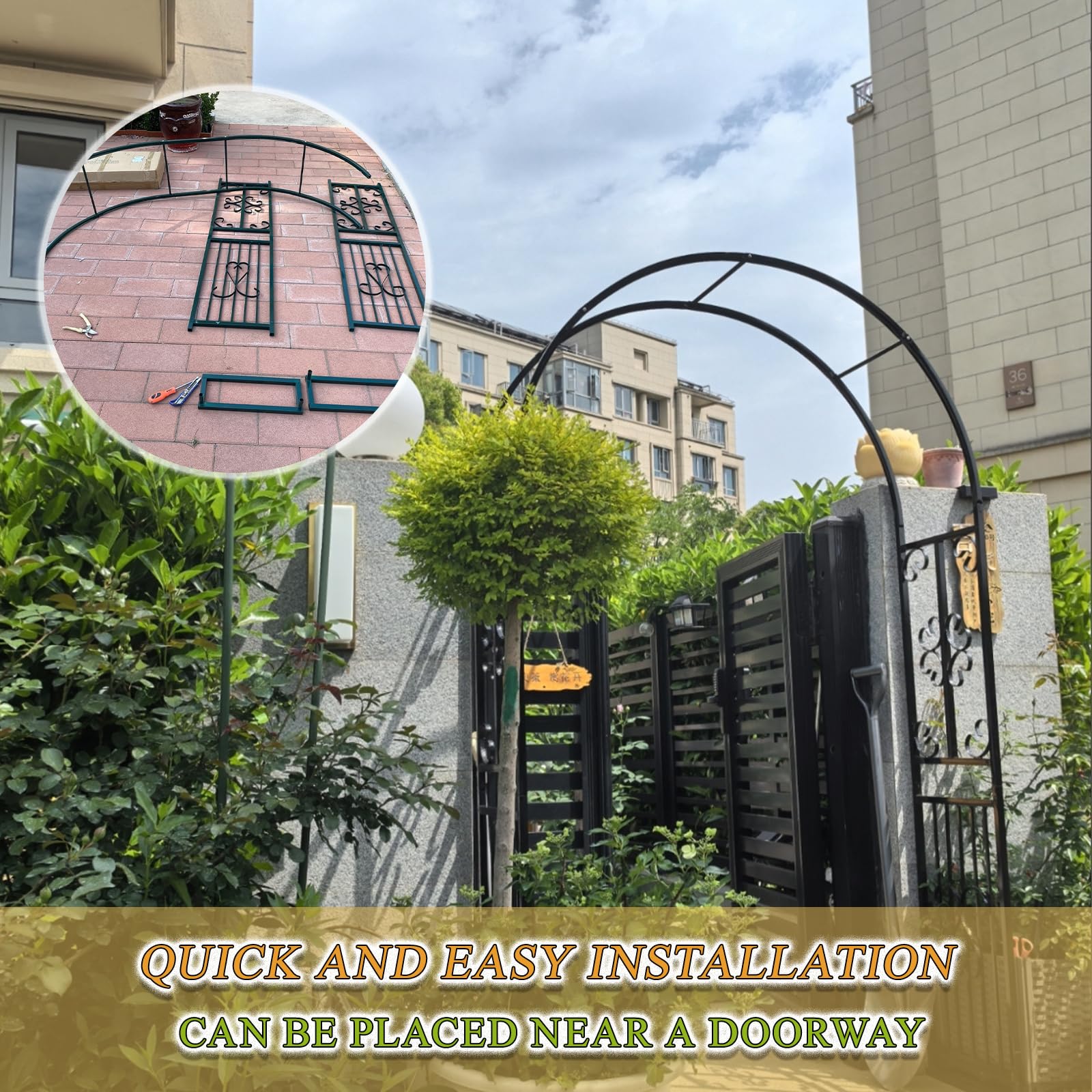 Heavy Du Metal - Arco per rose in acciaio inossidabile, per piante rampicanti e viti, resistente alle intemperie, da giardino, facile da montare, colore: bianco (220 x 40 x 230 cm)