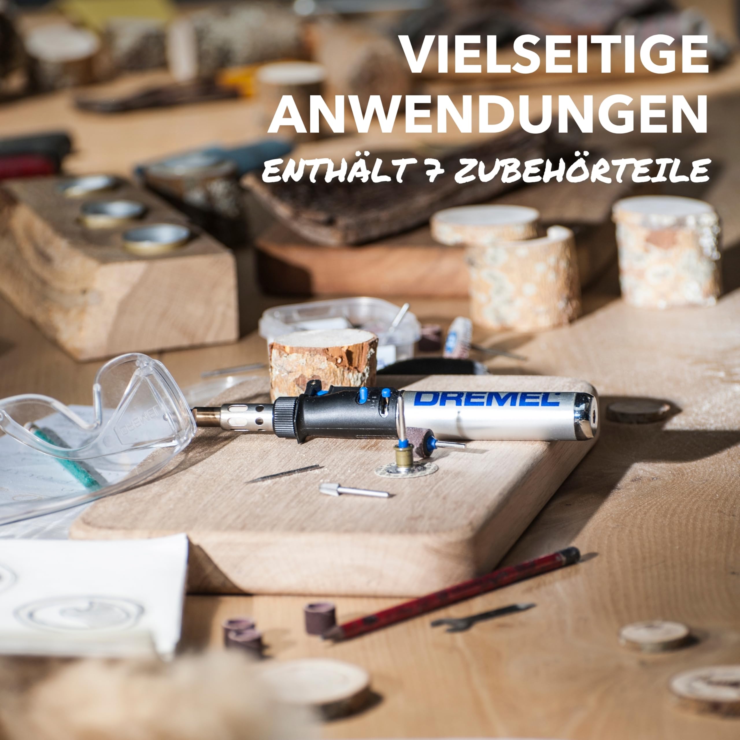 Dremel 2000 VersaTip Lötkolben - Brennkolben und Löt-Set (mit 7 Wechselspitzen zum Löten, Heißschneiden, Schweißen, Brandmalerei, Holz Gravieren, Schmuckherstellung)