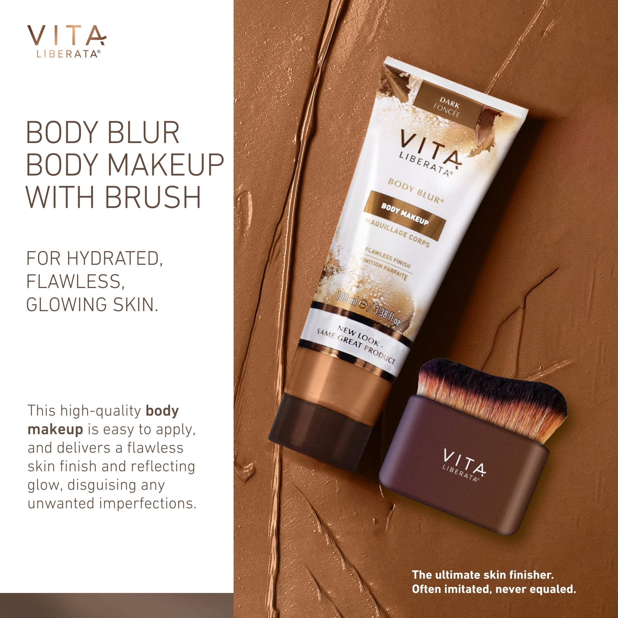 VITA LIBERATA Body Blur Dark 100ml & Mitt Bundle, Leg & Body Makeup, Skin Perfector, Wash Off Instant Tan - Image 2