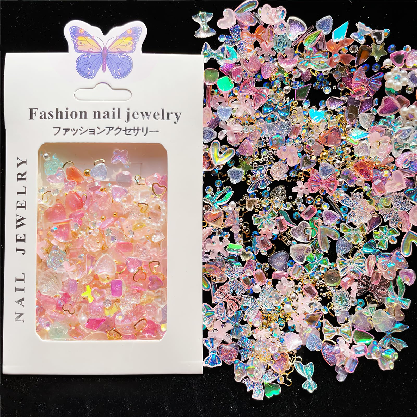 3D Flower Nail Charms, Pink Acrylic Heart Star Bow Beads, Elegant Accessories for Manicure Art, Fancy Nails Accessories for DIY Decoration-image-35